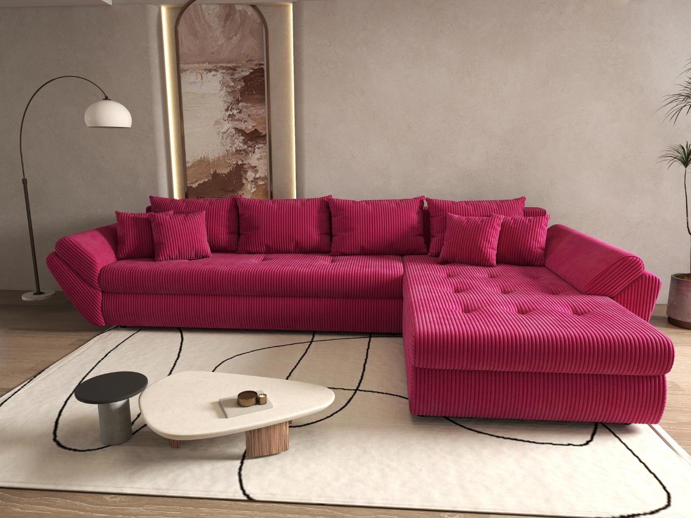 Colțar extensibil dumonde cu ladă de depozitare si sezut confortabil din spuma HR, Loana XL Zoom Rosu II 335x185 cm Fabrica