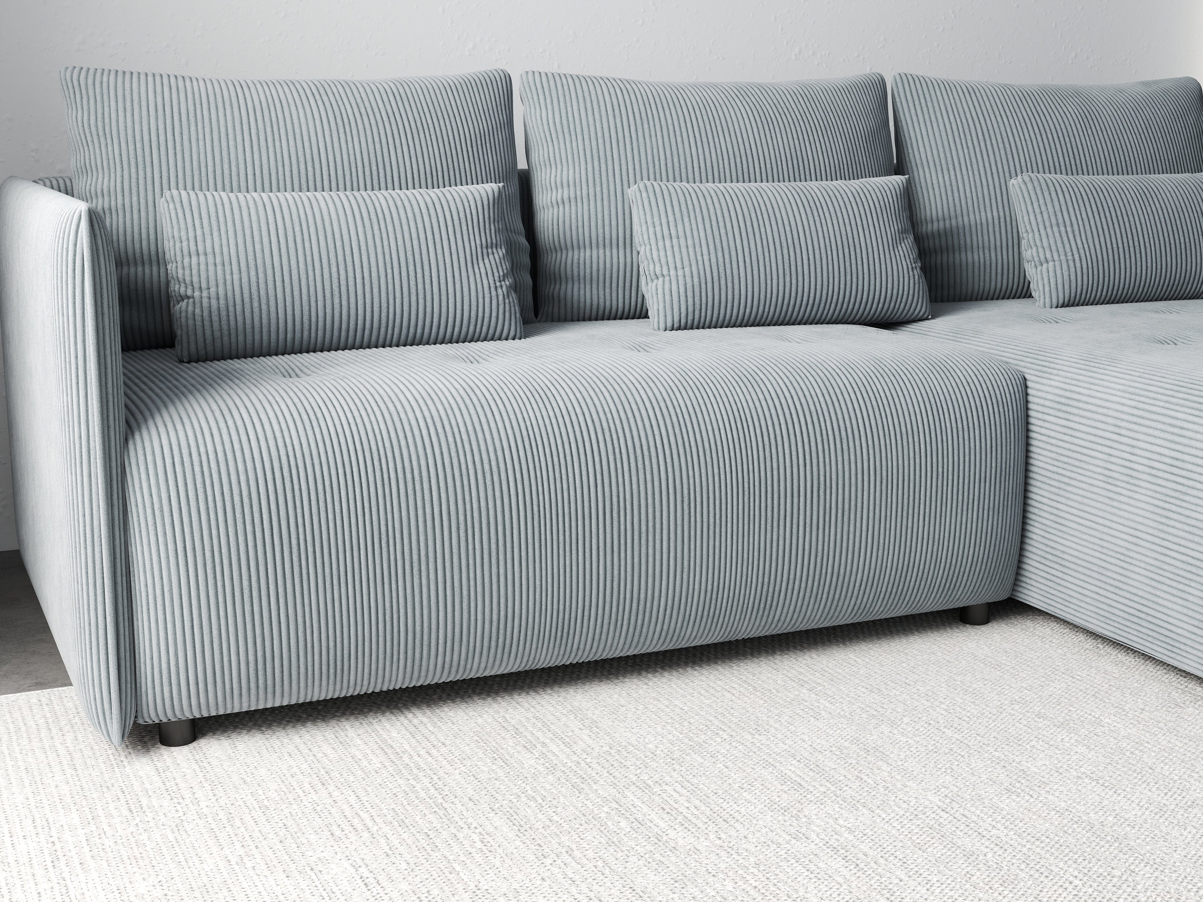 Colțar extensibil dumonde cu ladă de depozitare si sezut confortabil din spuma HR, Malta Zoom Grey II 235x185 cm Fabrica