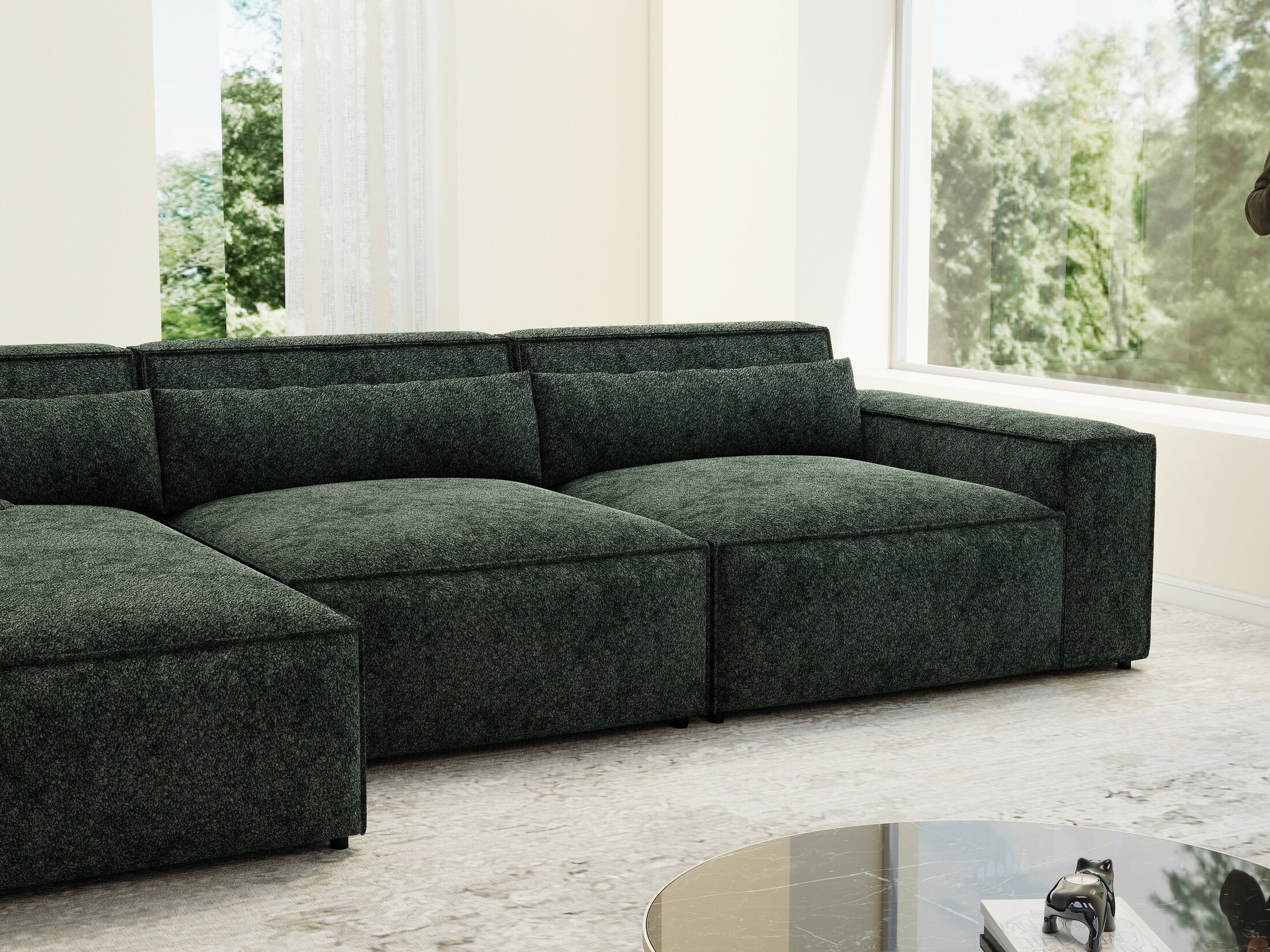 Colțar dumonde cu sezut confortabil din spuma HR, Marvelo XL Euphoria Verde 366x175 cm