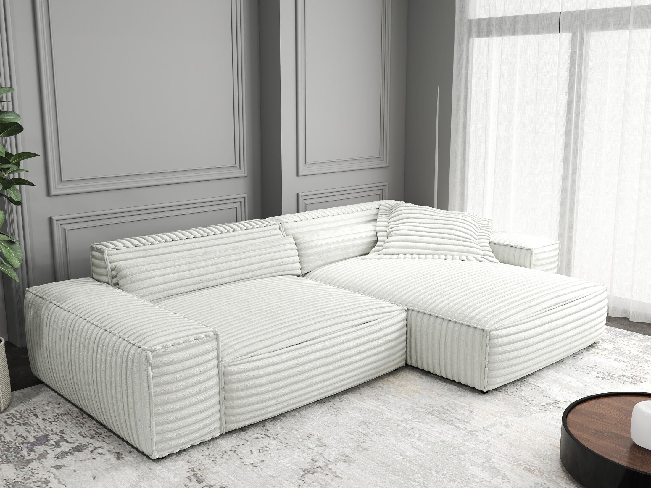 Colțar dumonde cu șezut confortabil din spumă HR, Marvelo Ambience Alb 264x175 cm II