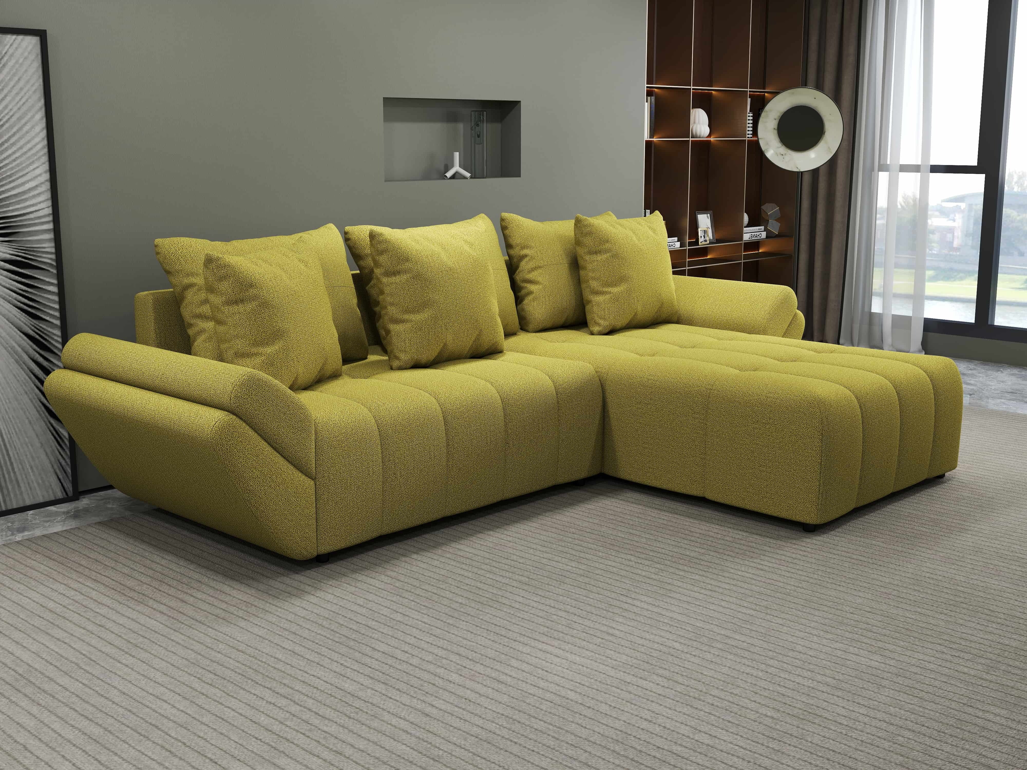 Colțar extensibil dumonde cu ladă de depozitare si sezut confortabil din spuma HR, Berlin Enjoy Verde 280x185 cm II Fabrica