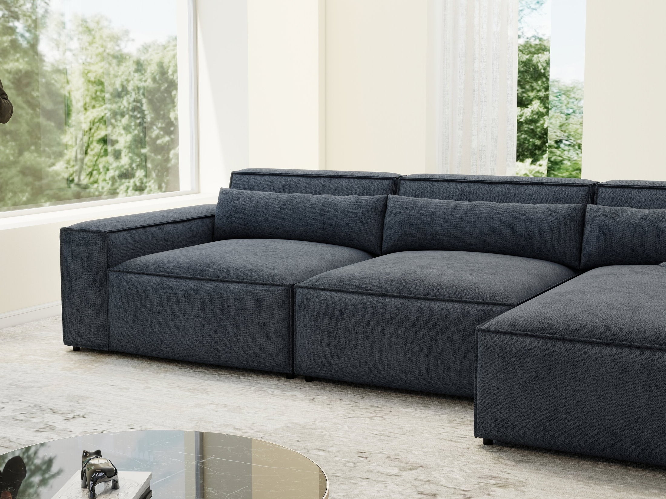 Colțar dumonde cu sezut confortabil din spuma HR, Marvelo XL Enjoy Antracit 366x175 cm II