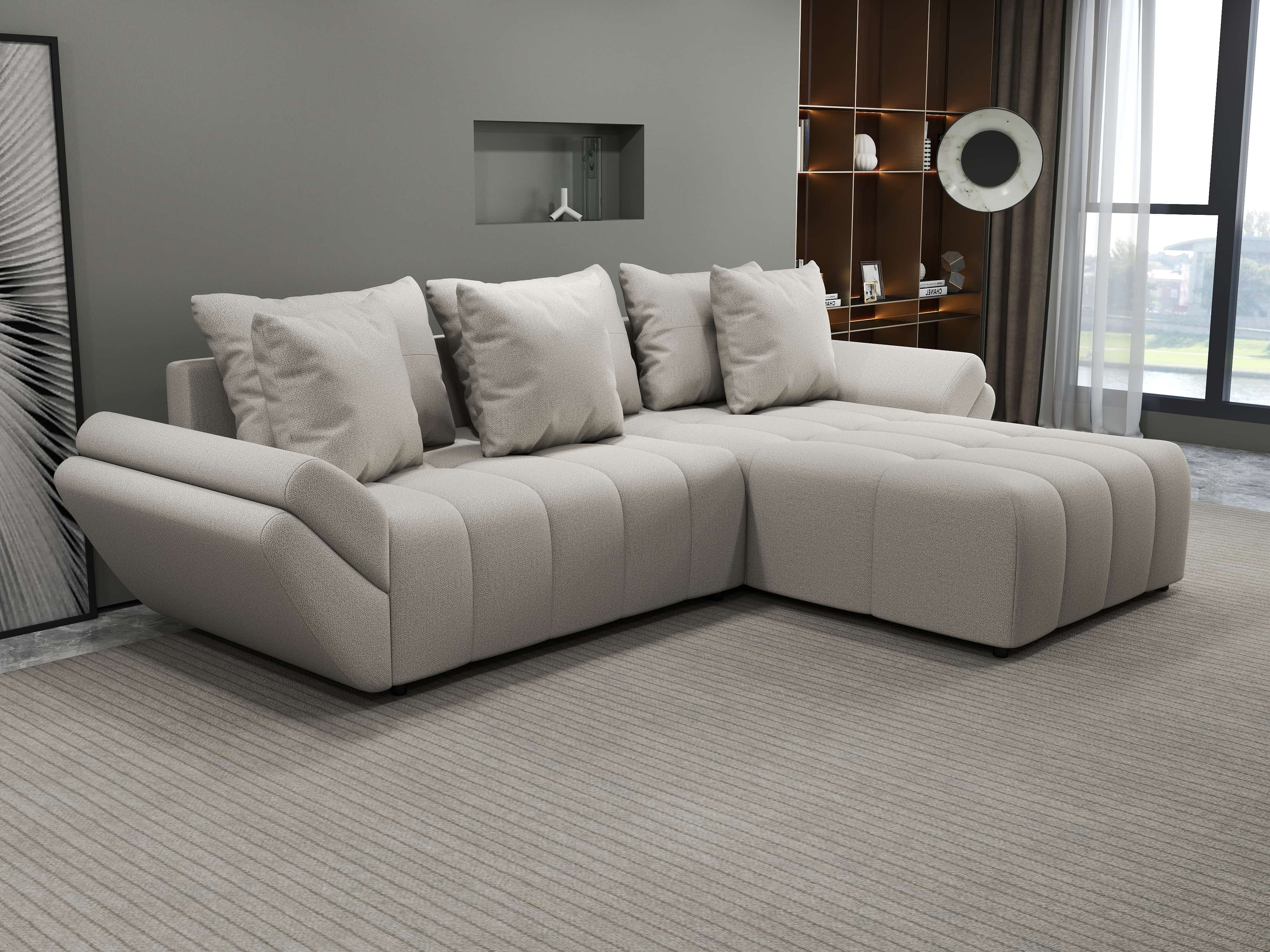 Colțar extensibil dumonde cu ladă de depozitare si sezut confortabil din spuma HR, Berlin Enjoy Bej 280x185 cm II Fabrica