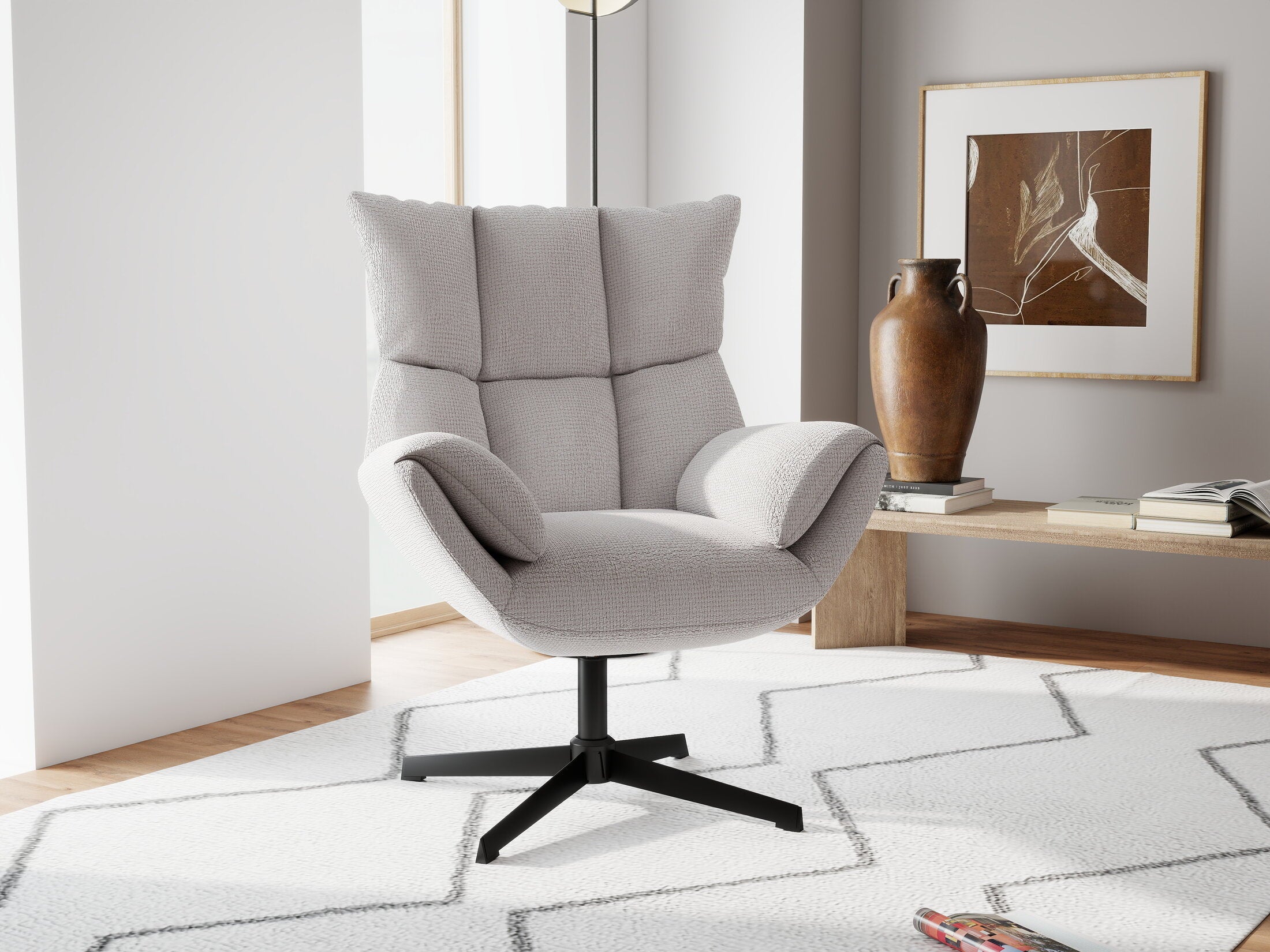 Fotoliu dumonde tapitat Bej modern Belmira 73x77cm