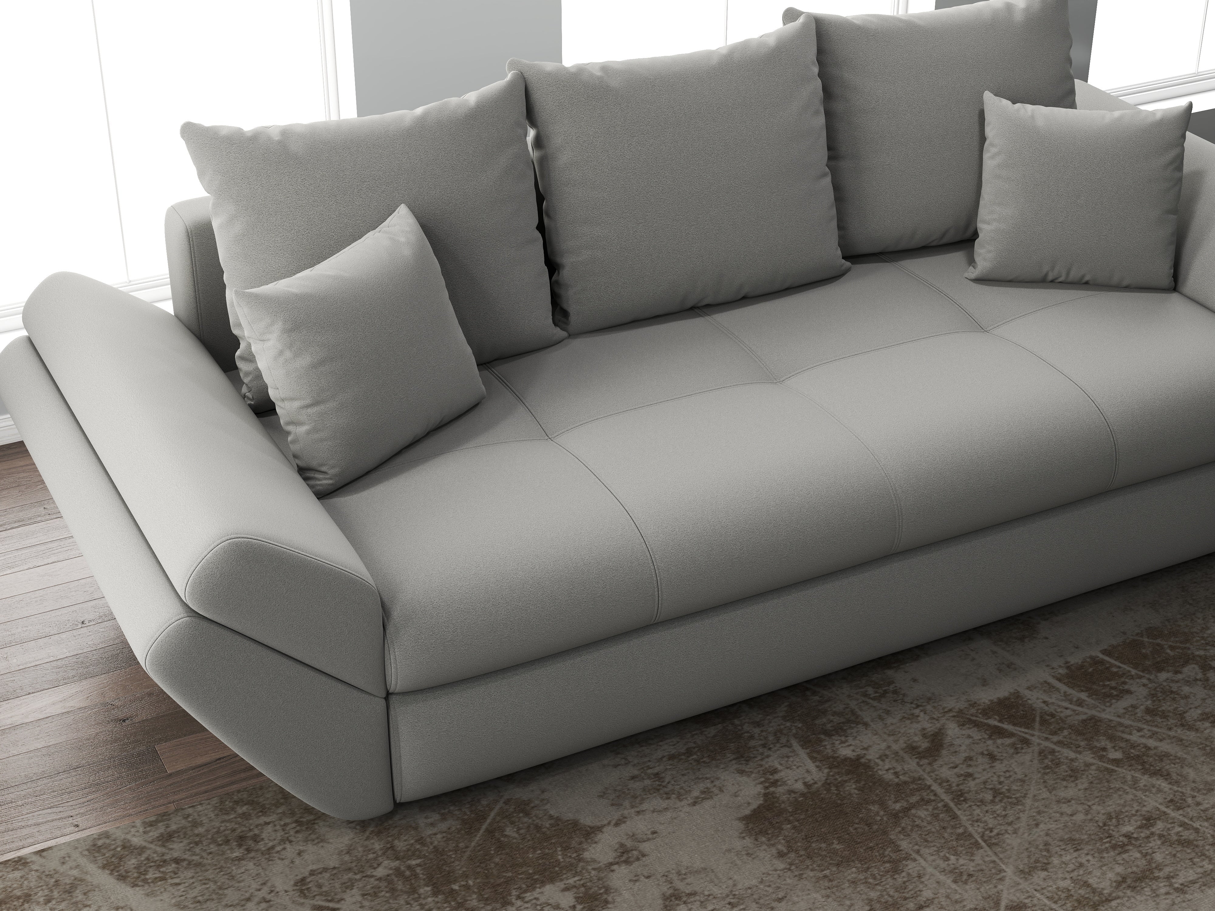 Canapea extensibilă dumonde cu ladă de depozitare si sezut confortabil din spuma HR, Loana Royal Grey 250x100 cm Fabrica