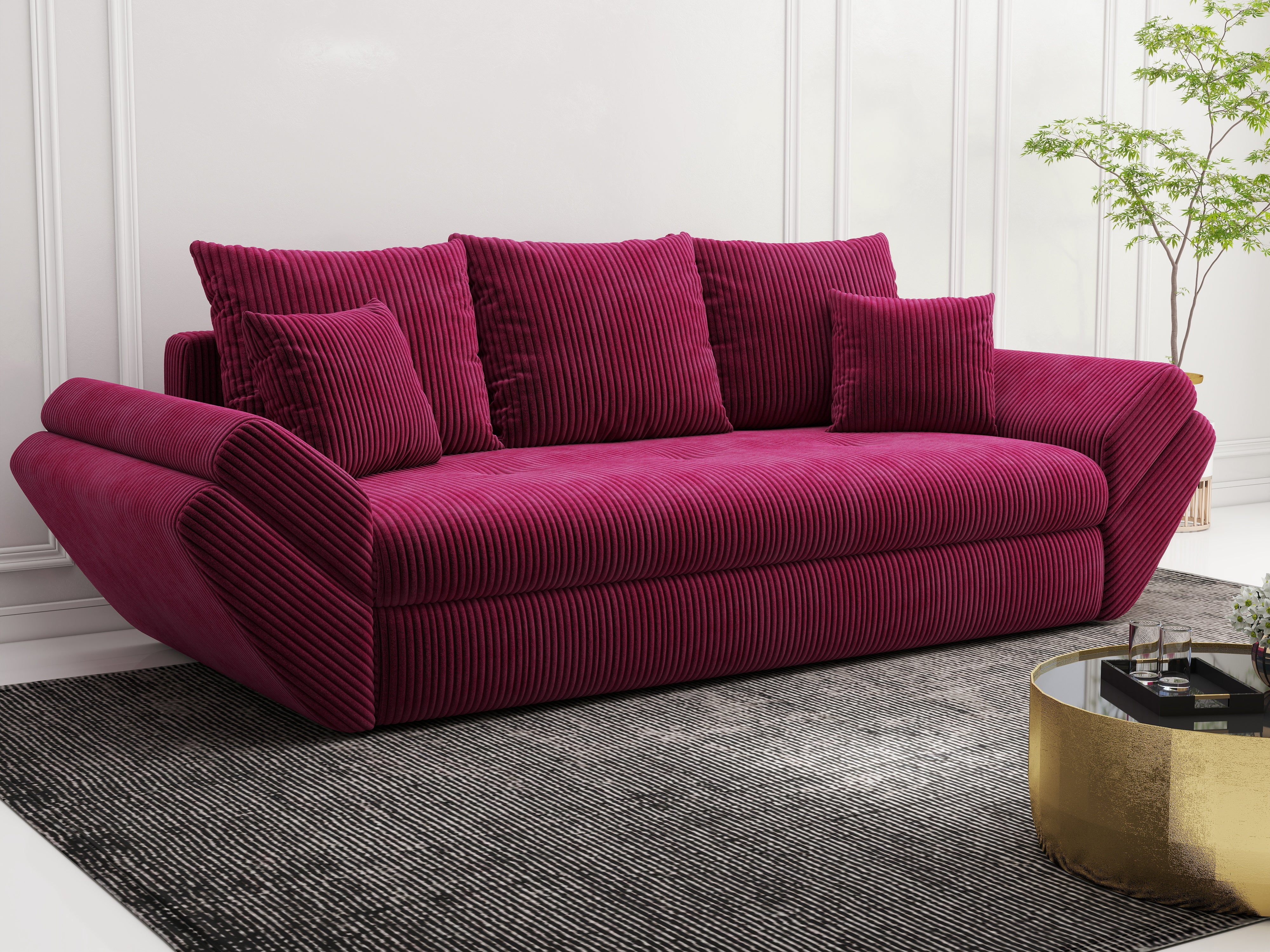 Canapea extensibilă dumonde cu ladă de depozitare si sezut confortabil din spuma HR, Loana Zoom Rosu 250x100 cm Fabrica