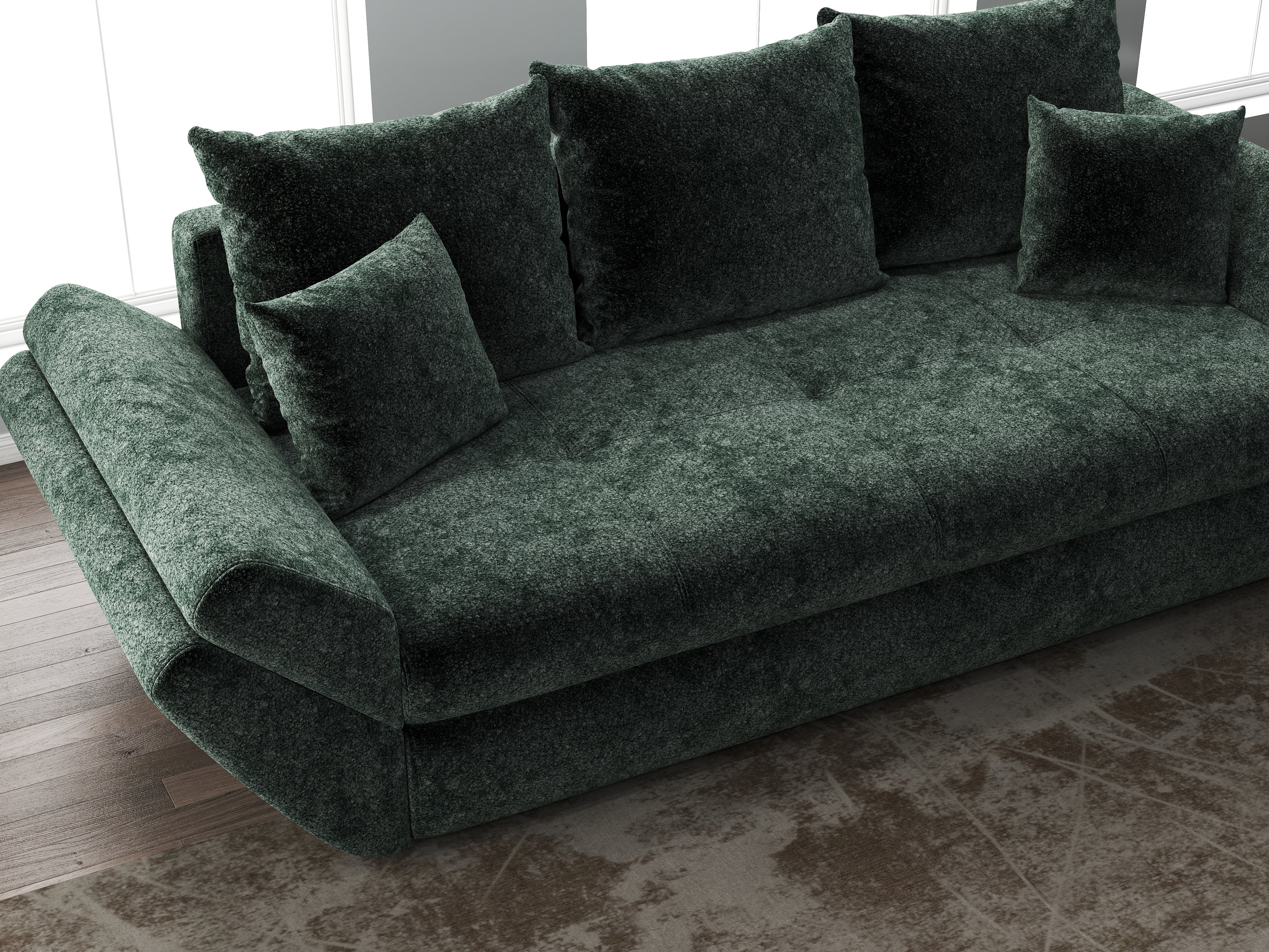 Canapea extensibilă dumonde cu ladă de depozitare si sezut confortabil din spuma HR, Loana Euphoria Verde 250x100 cm Fabrica