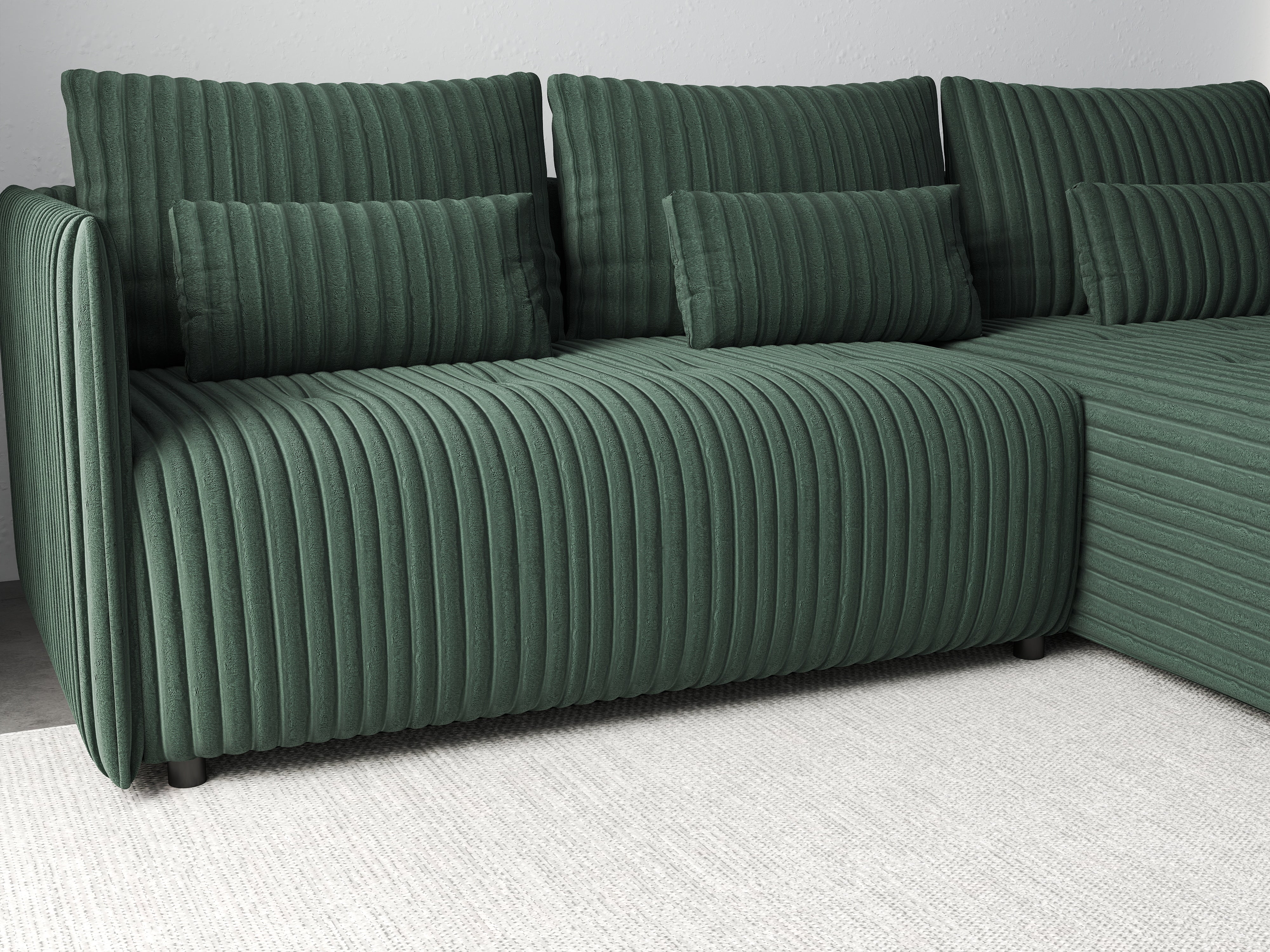 Colțar extensibil dumonde cu ladă de depozitare si sezut confortabil din spuma HR, Malta Ambience Verde 235x185 cm Fabrica