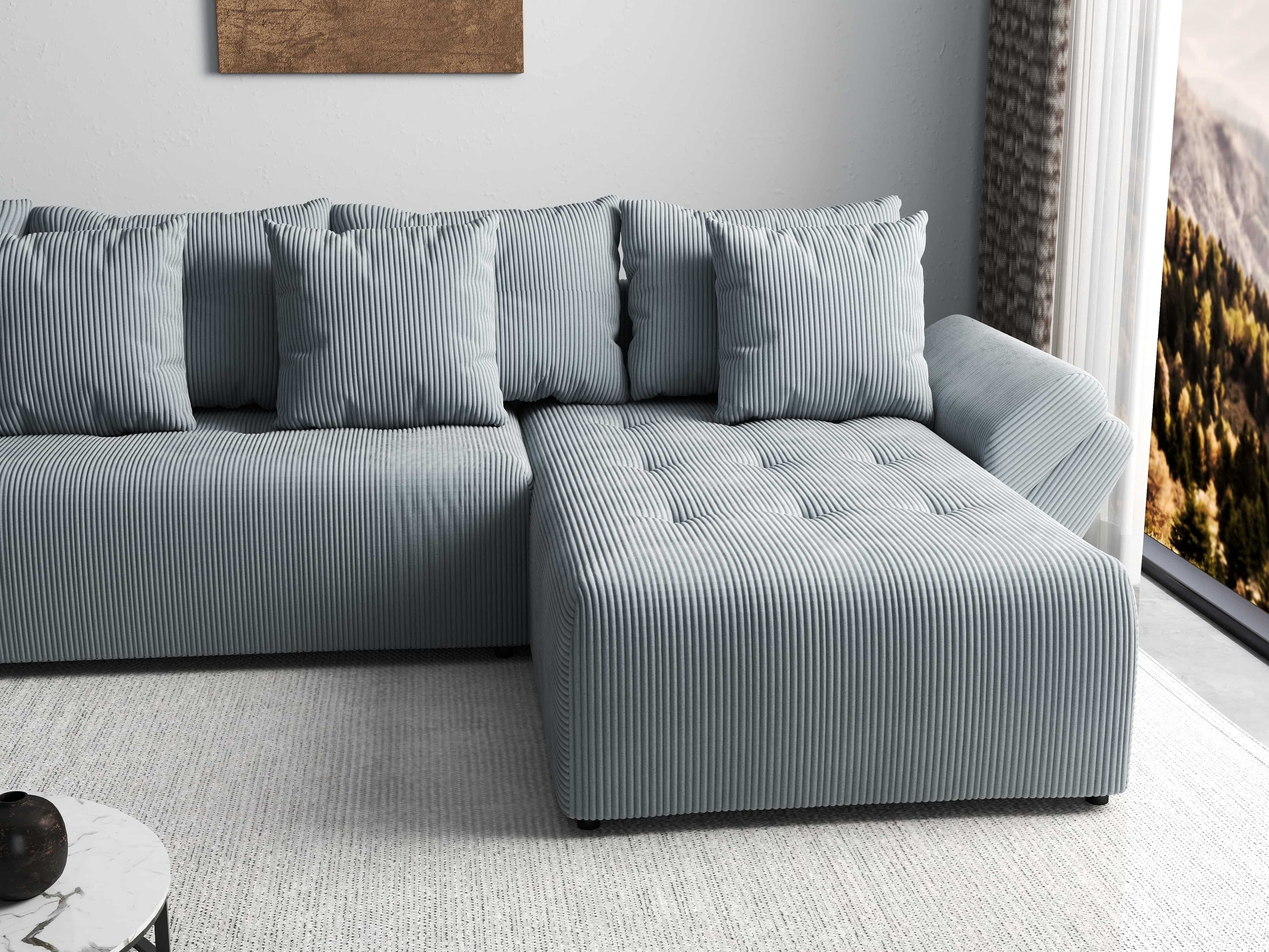 Colțar extensibil dumonde cu ladă de depozitare si sezut confortabil din spuma HR, Berlin XL Zoom Grey II 350x185 cm Fabrica