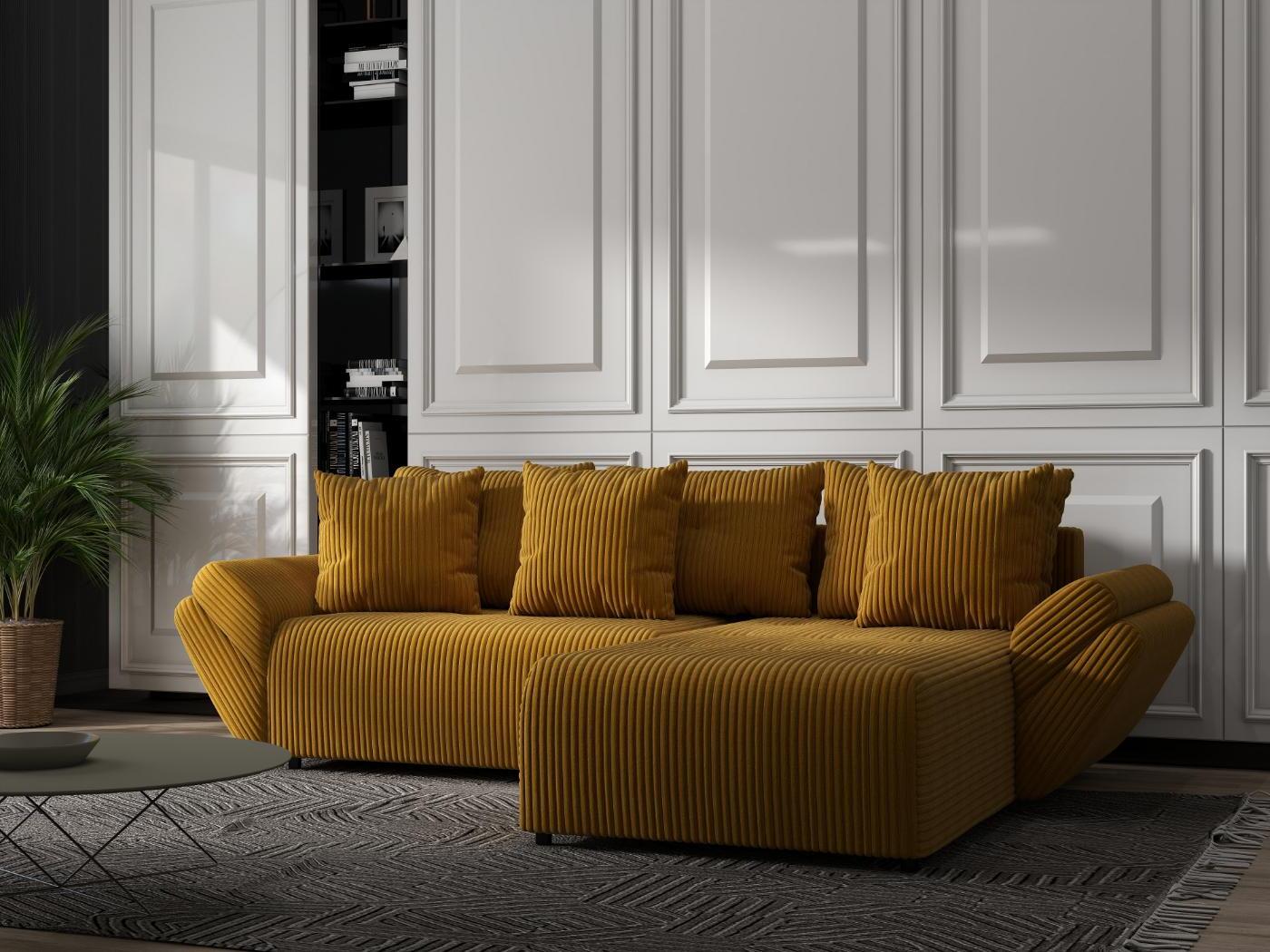 Colțar extensibil dumonde cu ladă de depozitare si sezut confortabil din spuma HR, Berlin Ambience Mustar 280x185 cm II Fabrica