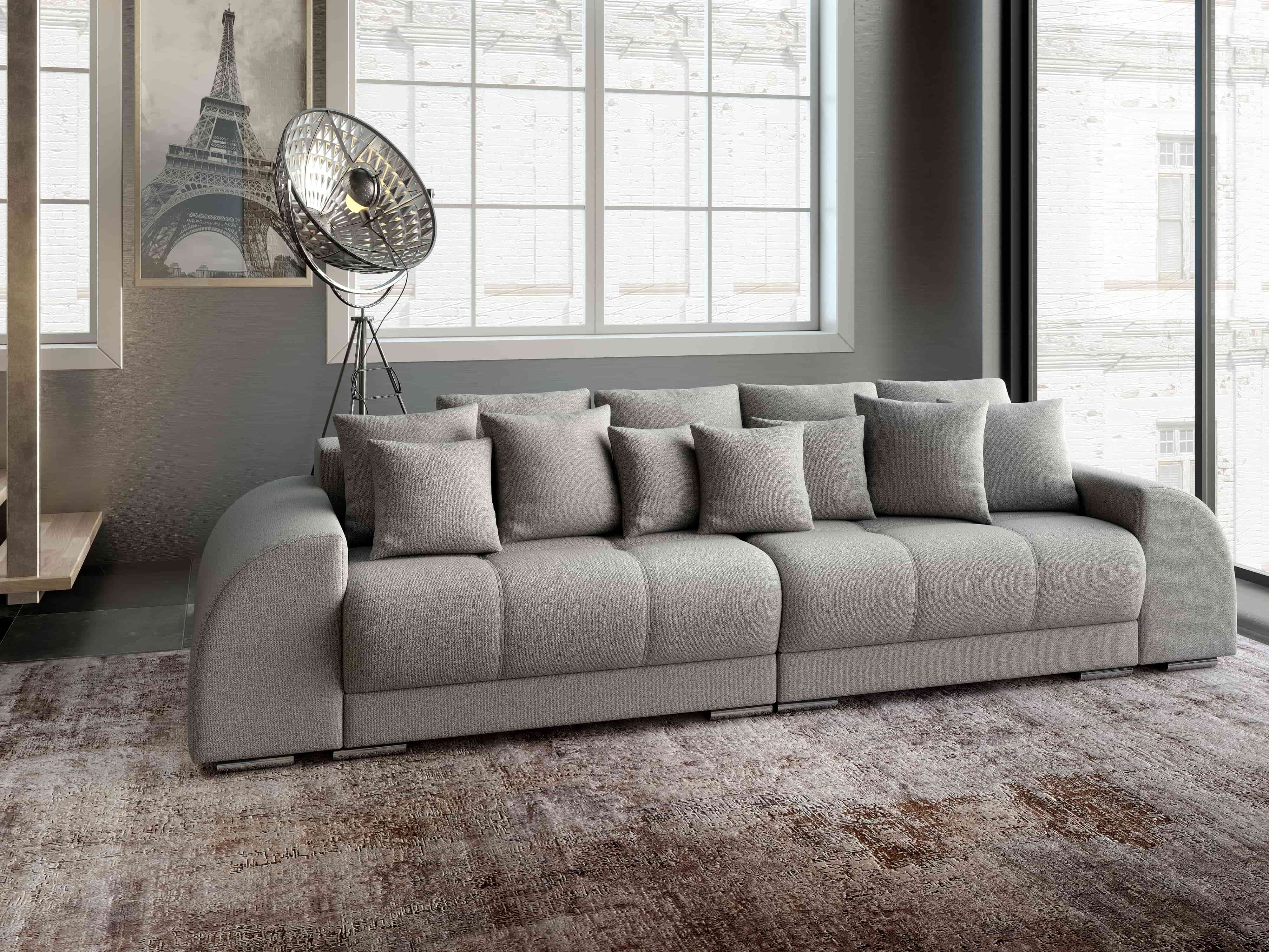 Canapea extensibilă dumonde cu 2 lăzi de depozitare si sezut confortabil din spuma HR, Verona Enjoy Silver 310x100 cm Fabrica