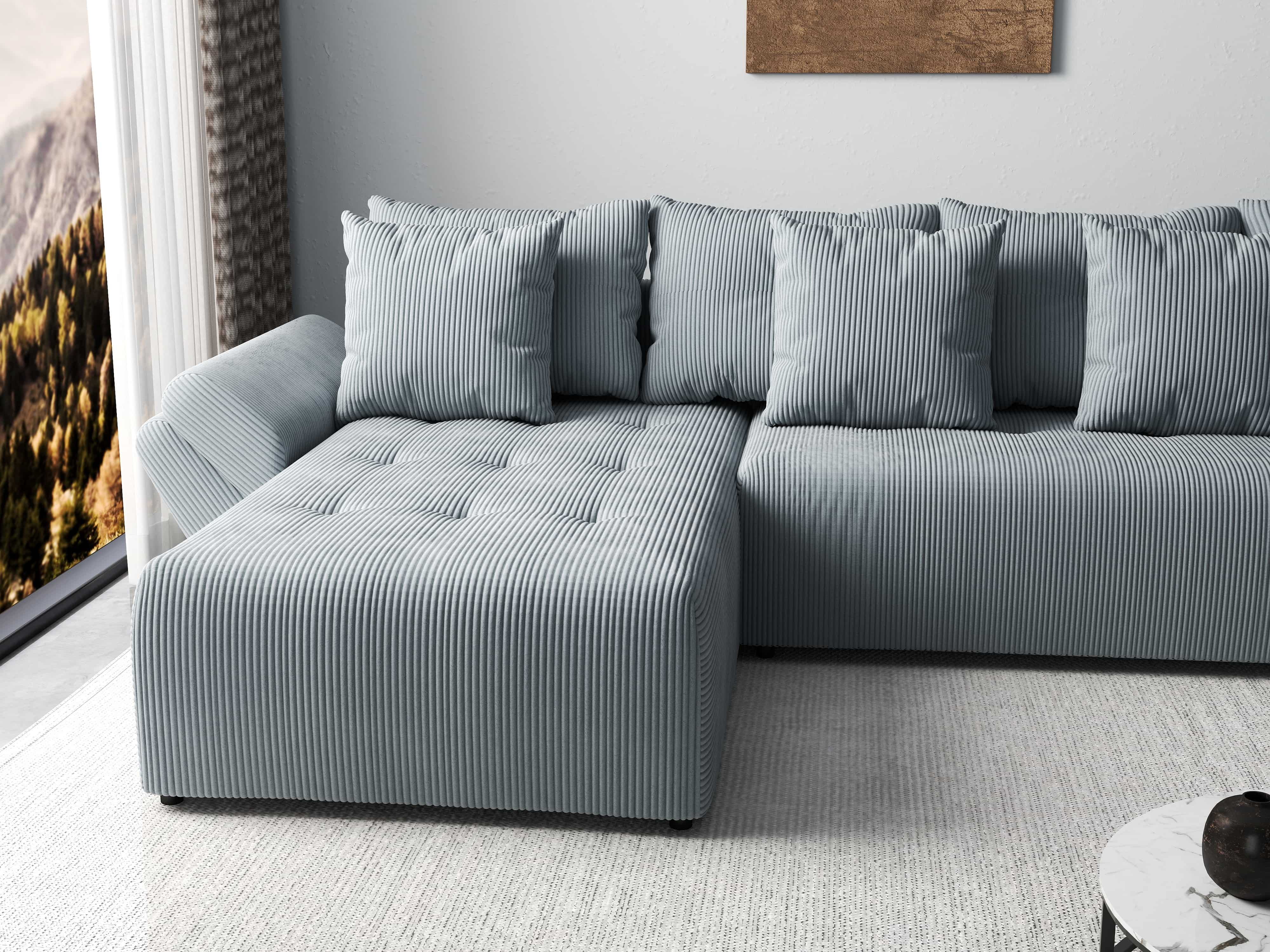 Colțar extensibil dumonde cu ladă de depozitare si sezut confortabil din spuma HR, Berlin XL Zoom Grey 350x185 cm Fabrica