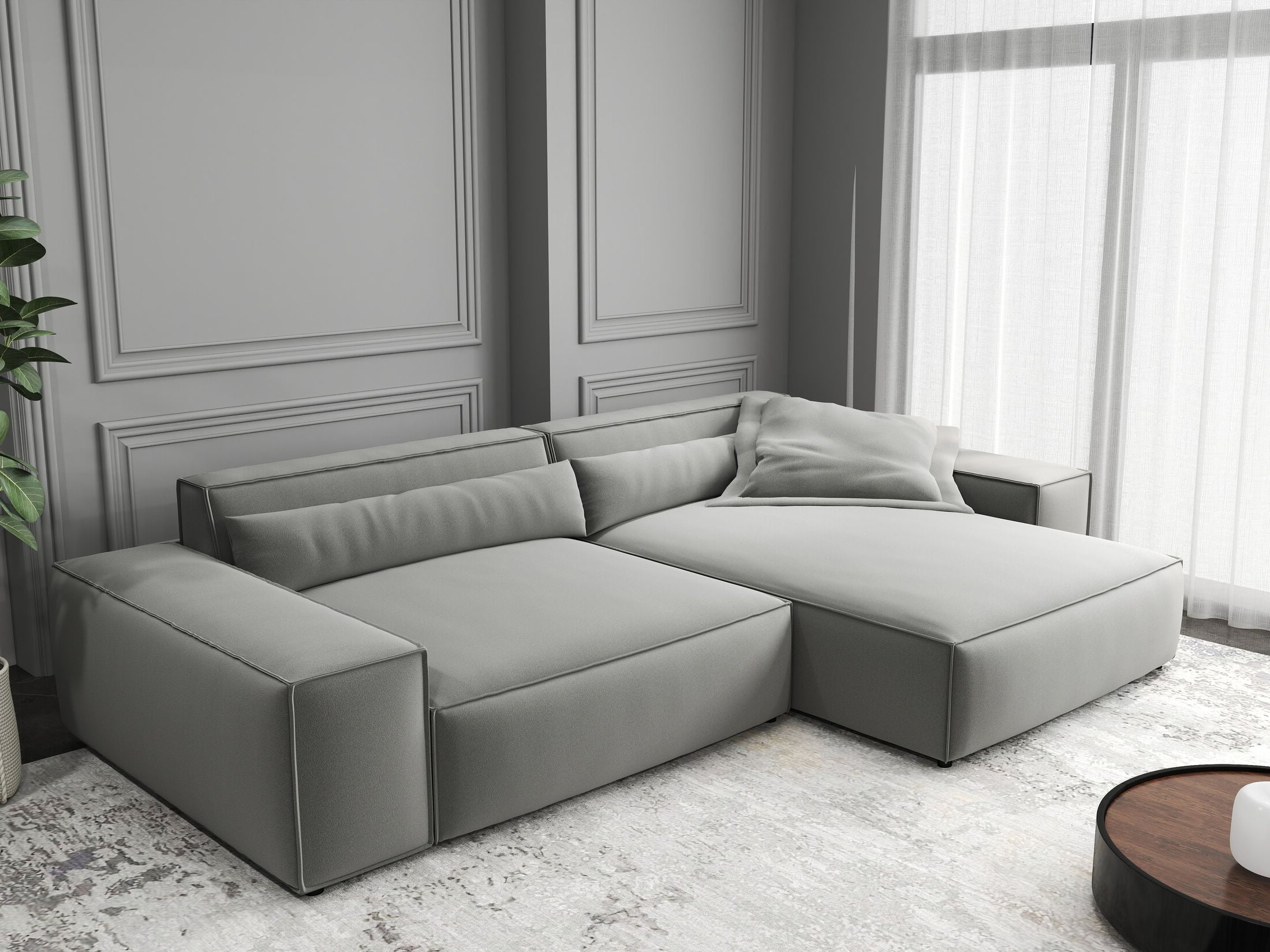 Colțar dumonde cu șezut confortabil din spumă HR, Marvelo Royal Gri 264x175 cm II