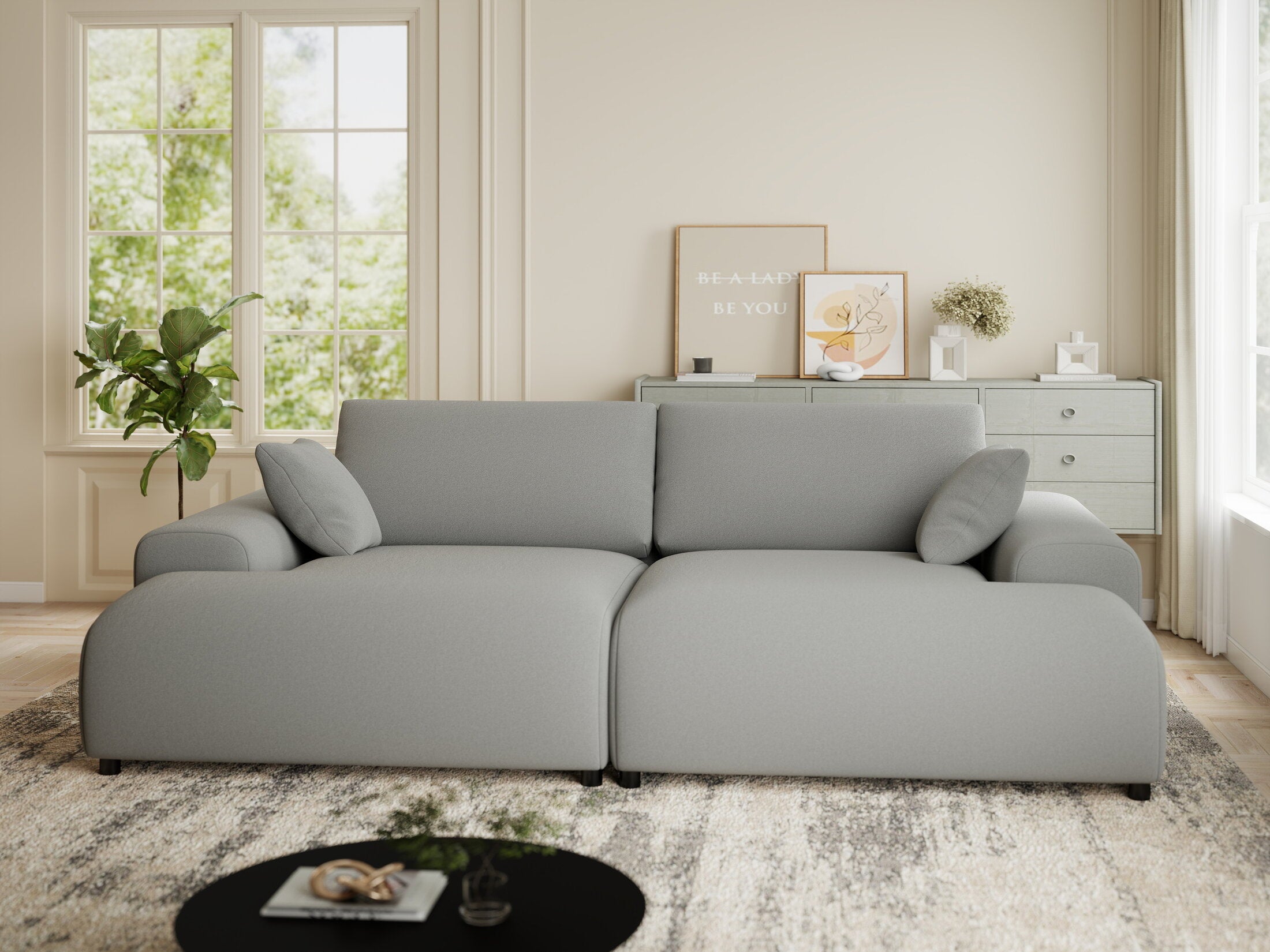 Canapea dumonde cu sezut confortabil din spuma HR, Hudson Royal Gri 237x144 cm