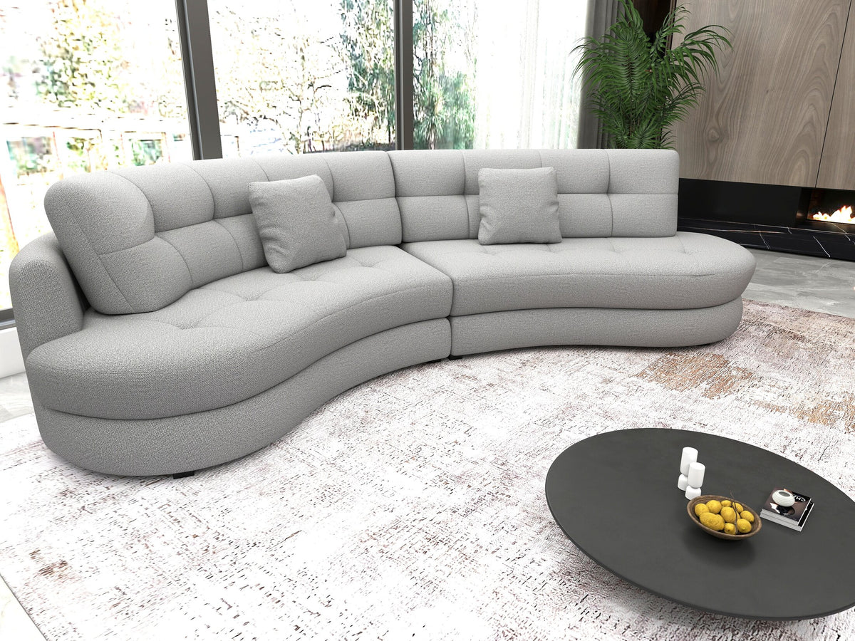 Canapea semirotunda dumonde cu șezut confortabil din spumă HR, Roma Enjoy Gri 300x160 cm