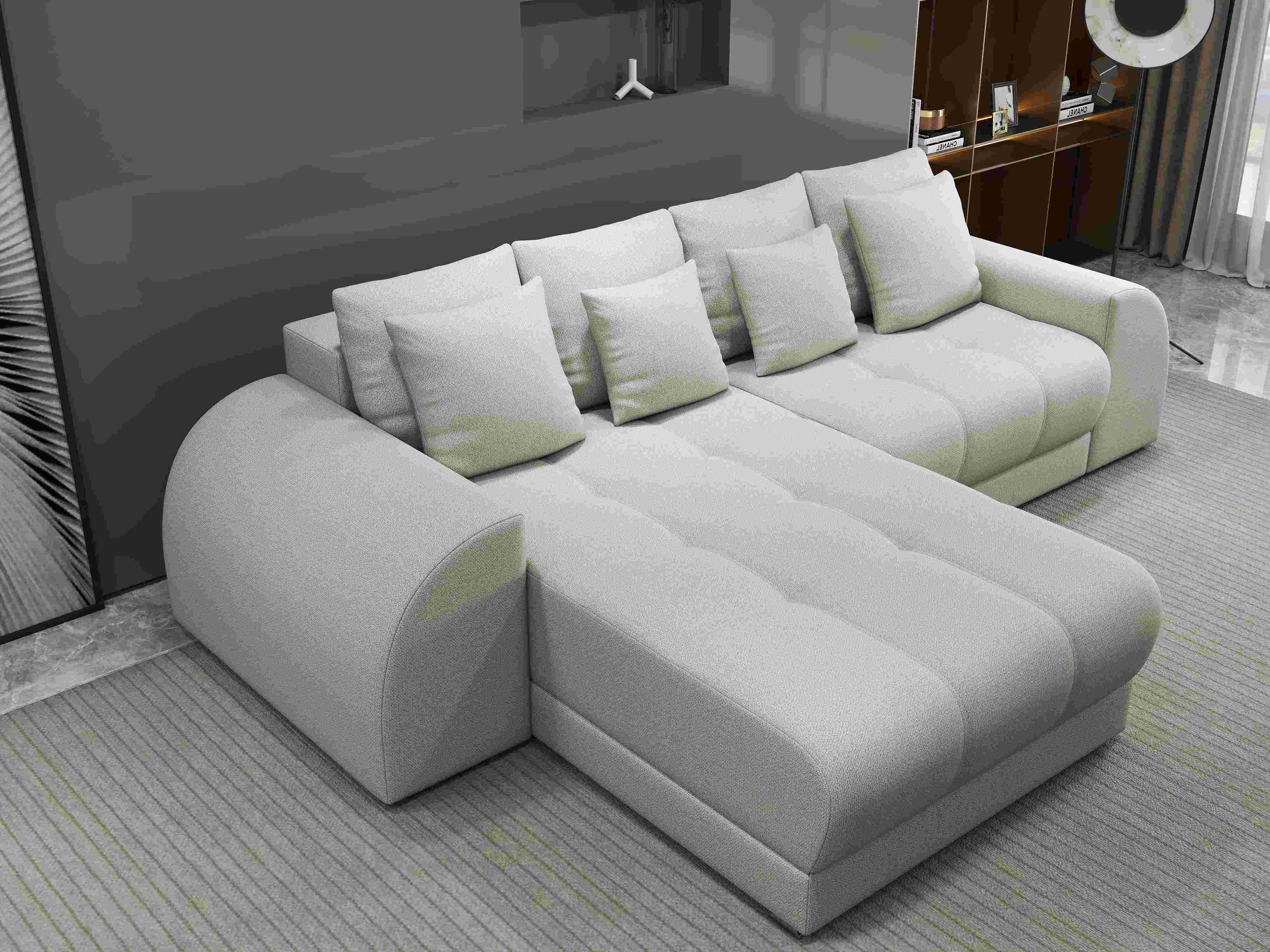 Colțar extensibil dumonde cu ladă de depozitare si sezut confortabil din spuma HR, Verona Enjoy Bej 290x185 cm Fabrica