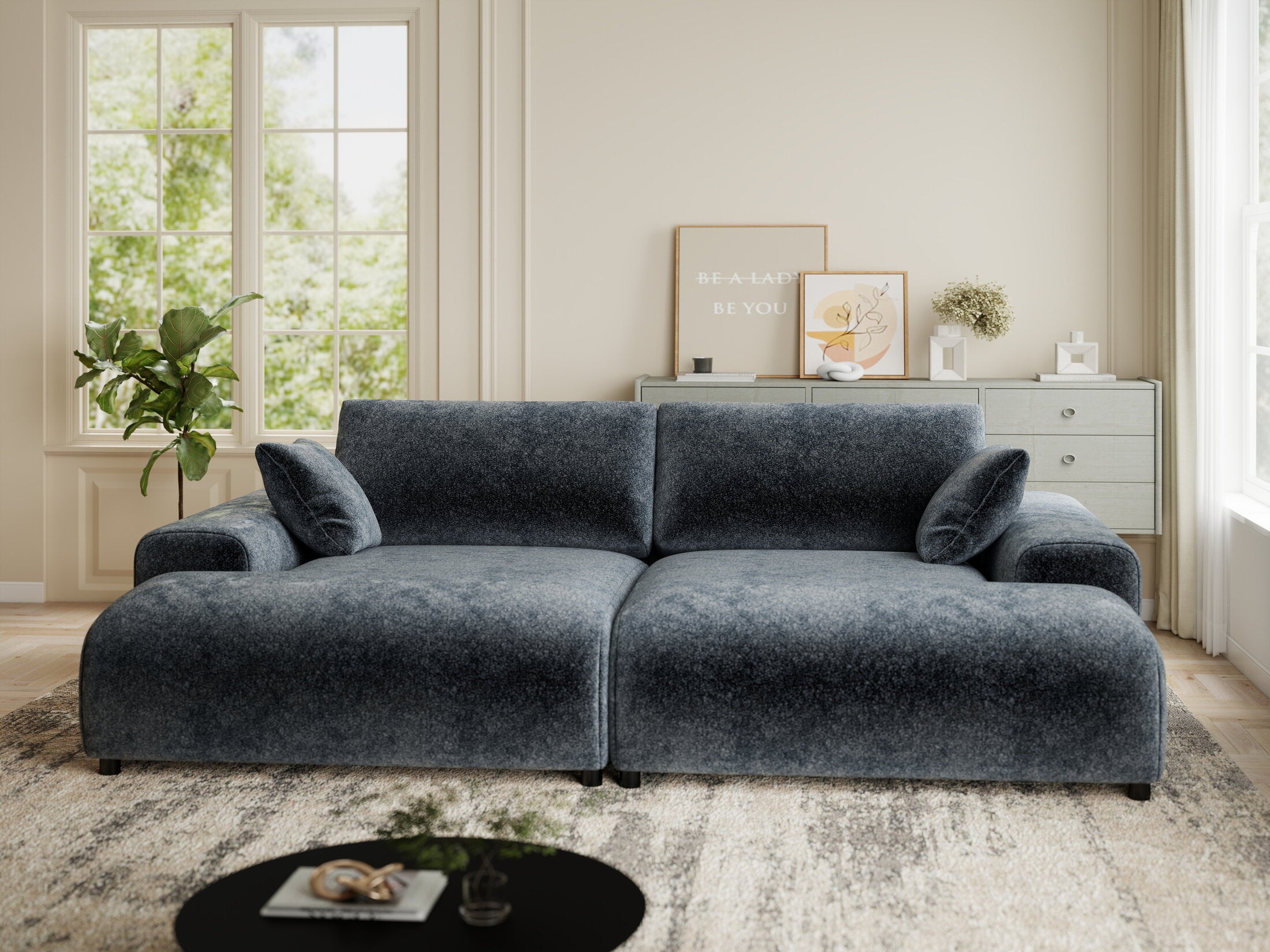 Canapea dumonde cu sezut confortabil din spuma HR, Hudson Euphoria Gri Grafit 237x144 cm