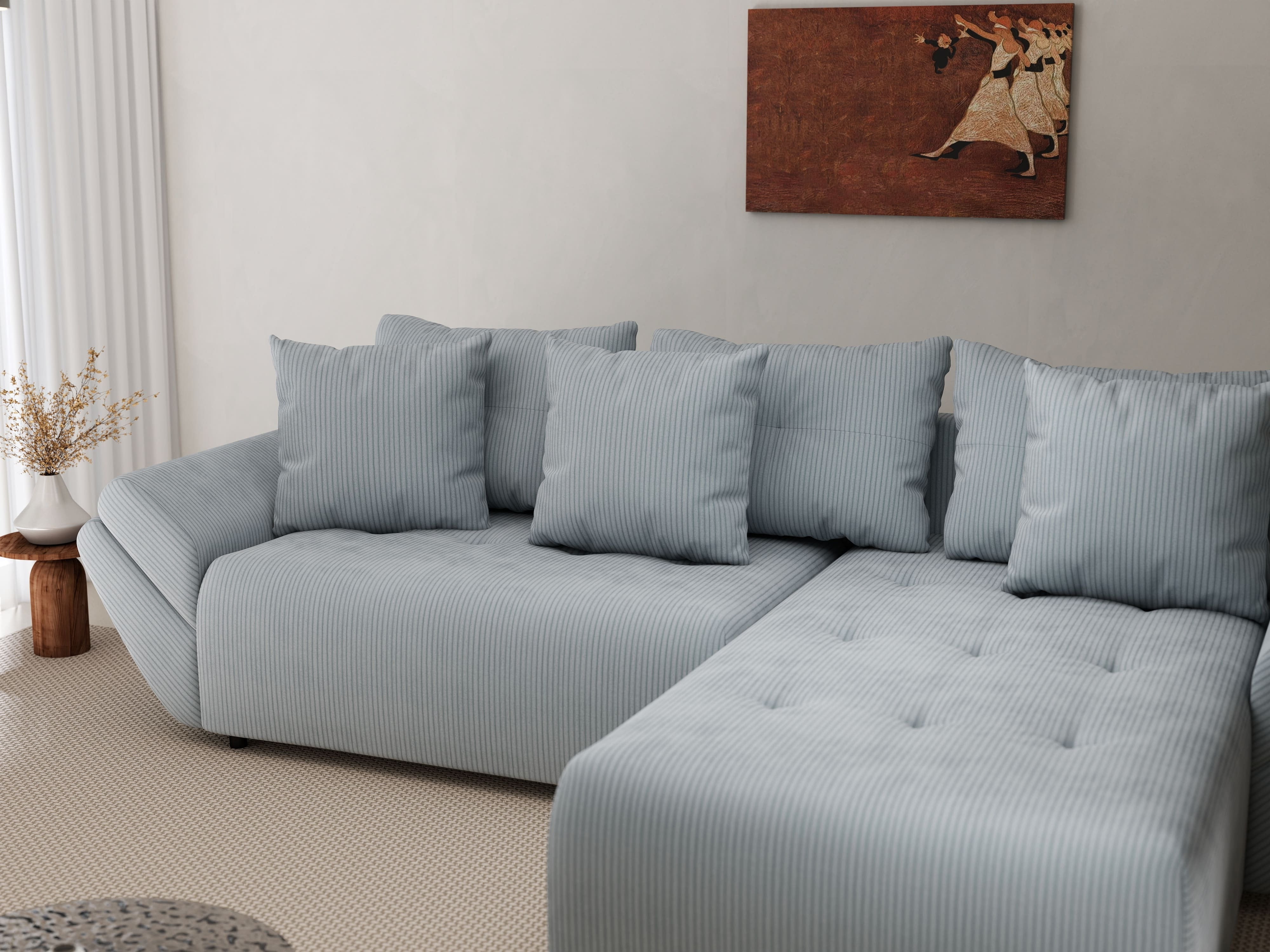 Colțar extensibil dumonde cu ladă de depozitare si sezut confortabil din spuma HR, Berlin Zoom Grey 280x185 cm II Fabrica