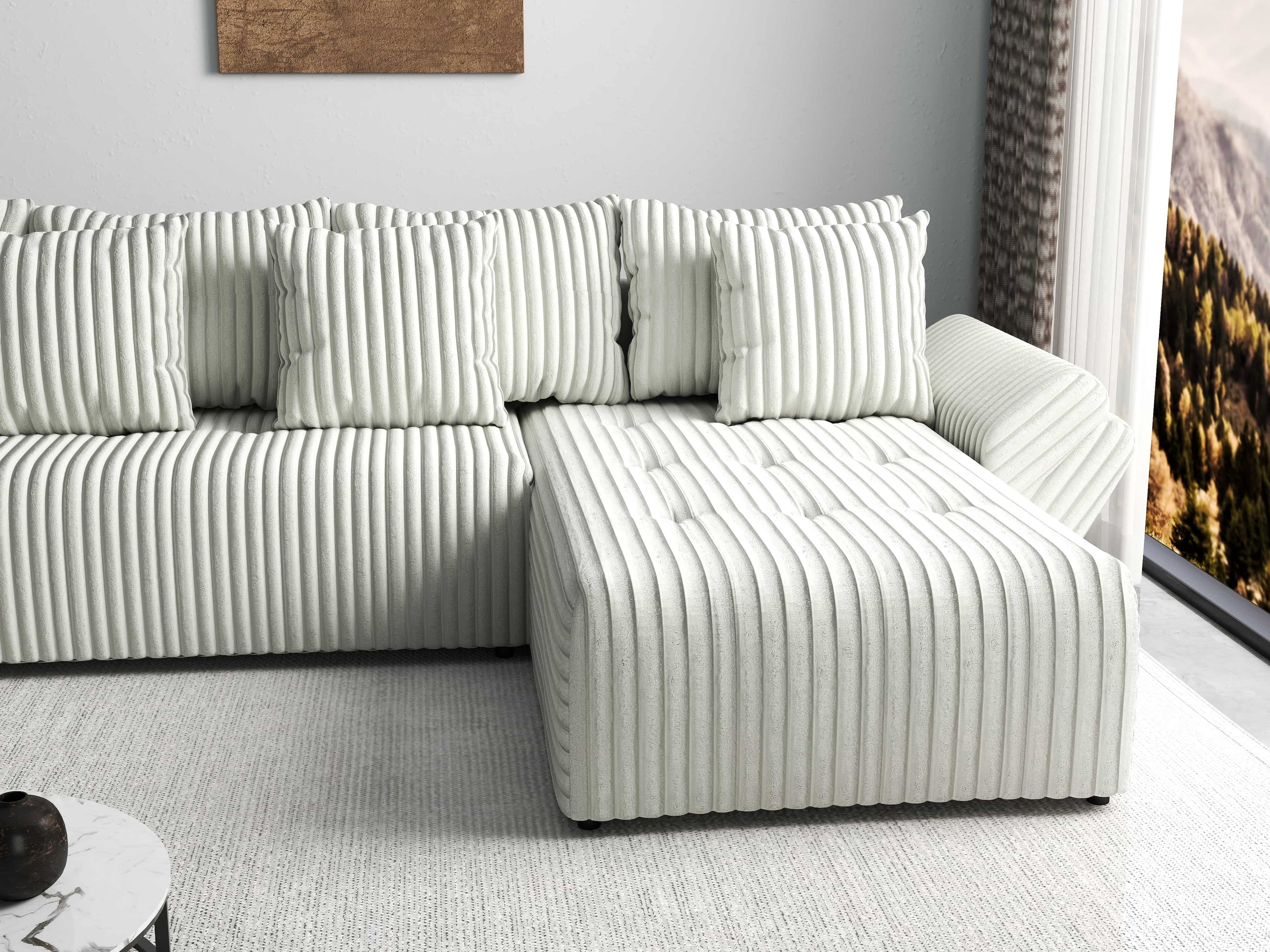 Colțar extensibil dumonde cu ladă de depozitare si sezut confortabil din spuma HR, Berlin XL Ambience Ivory II 350x185 cm Fabrica
