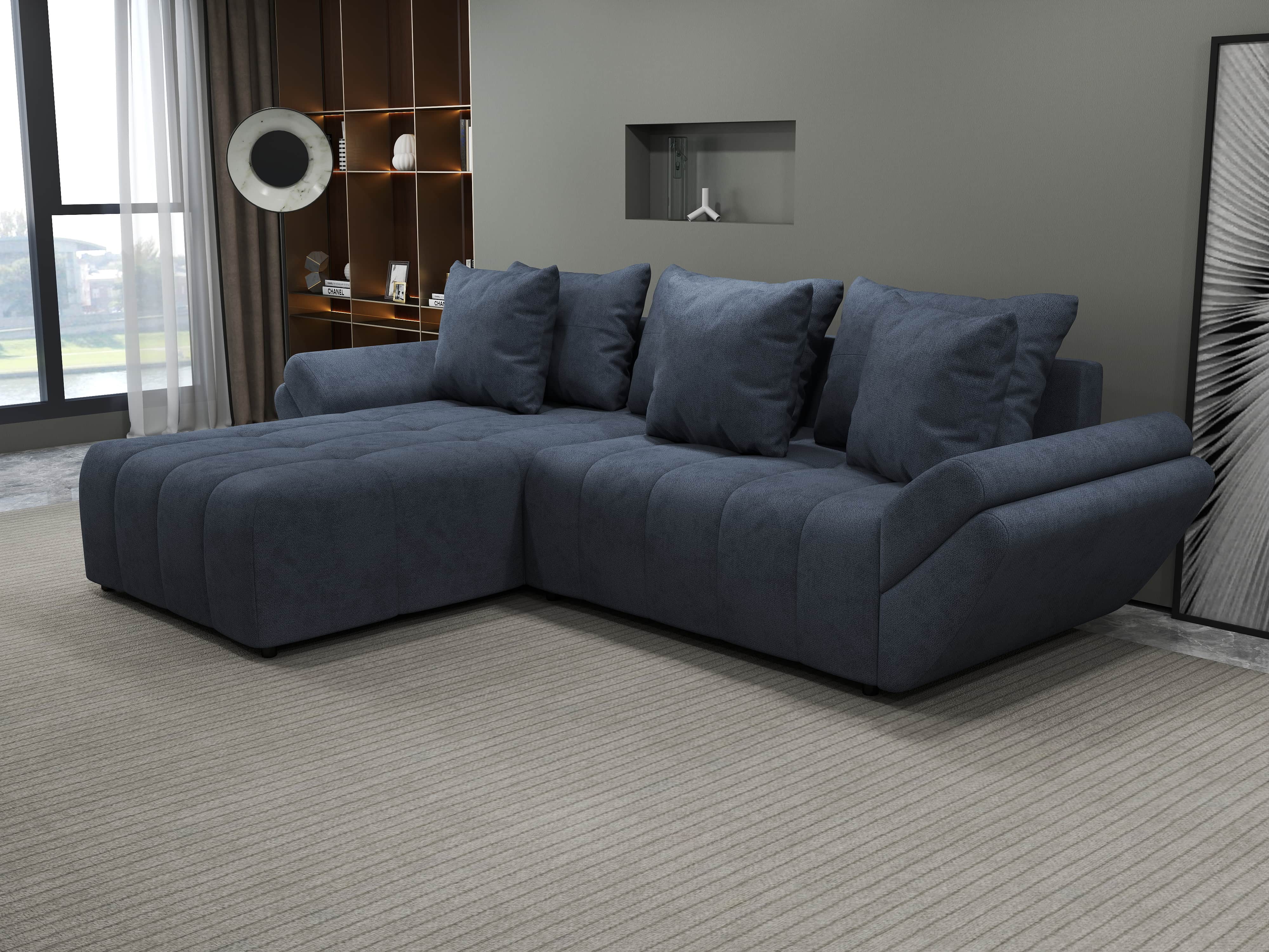 Colțar extensibil dumonde cu ladă de depozitare si sezut confortabil din spuma HR, Berlin Grey 280x185 cm Fabrica