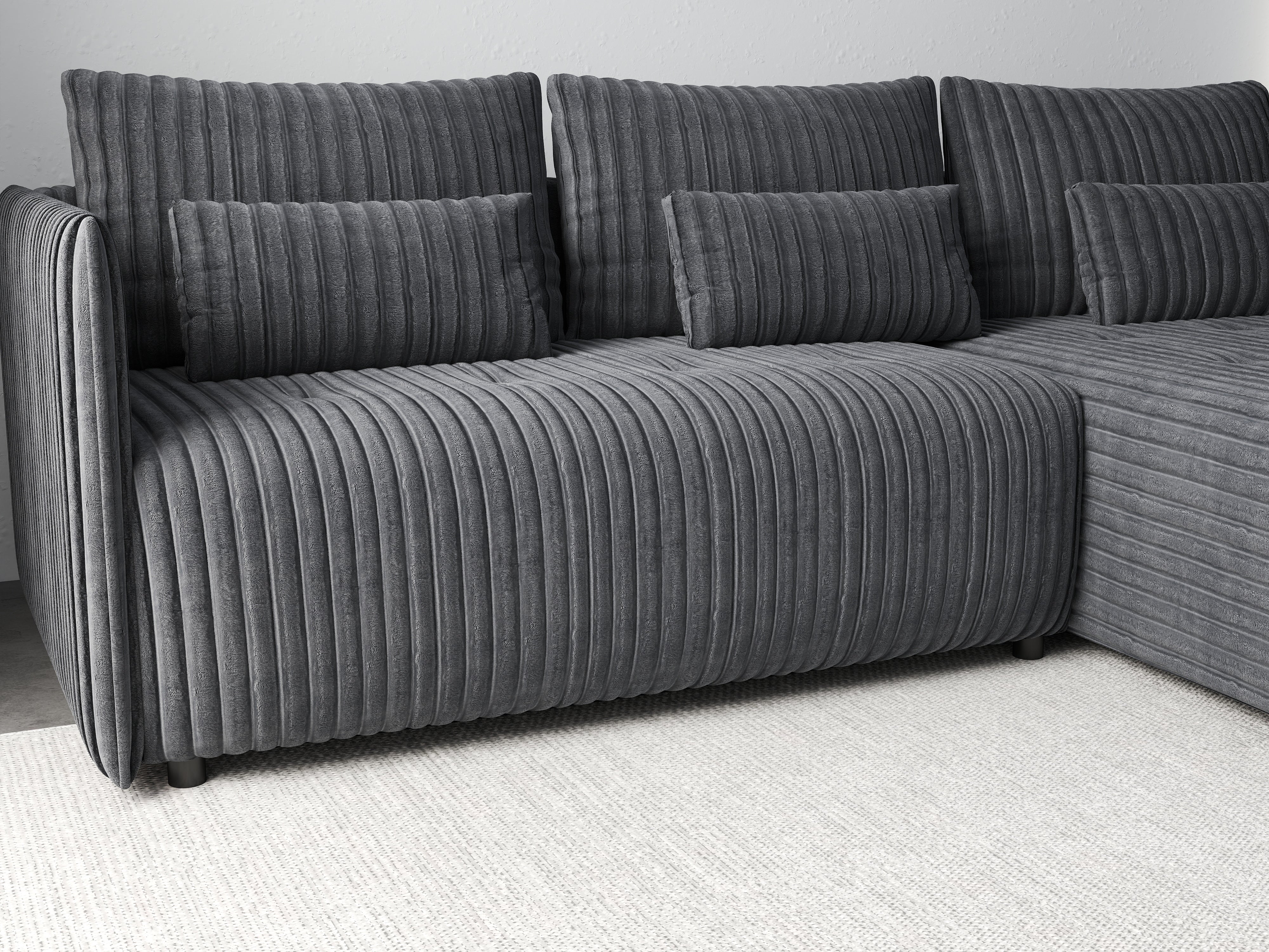 Colțar extensibil dumonde cu ladă de depozitare si sezut confortabil din spuma HR, Malta Ambience Grey 235x185 cm Fabrica