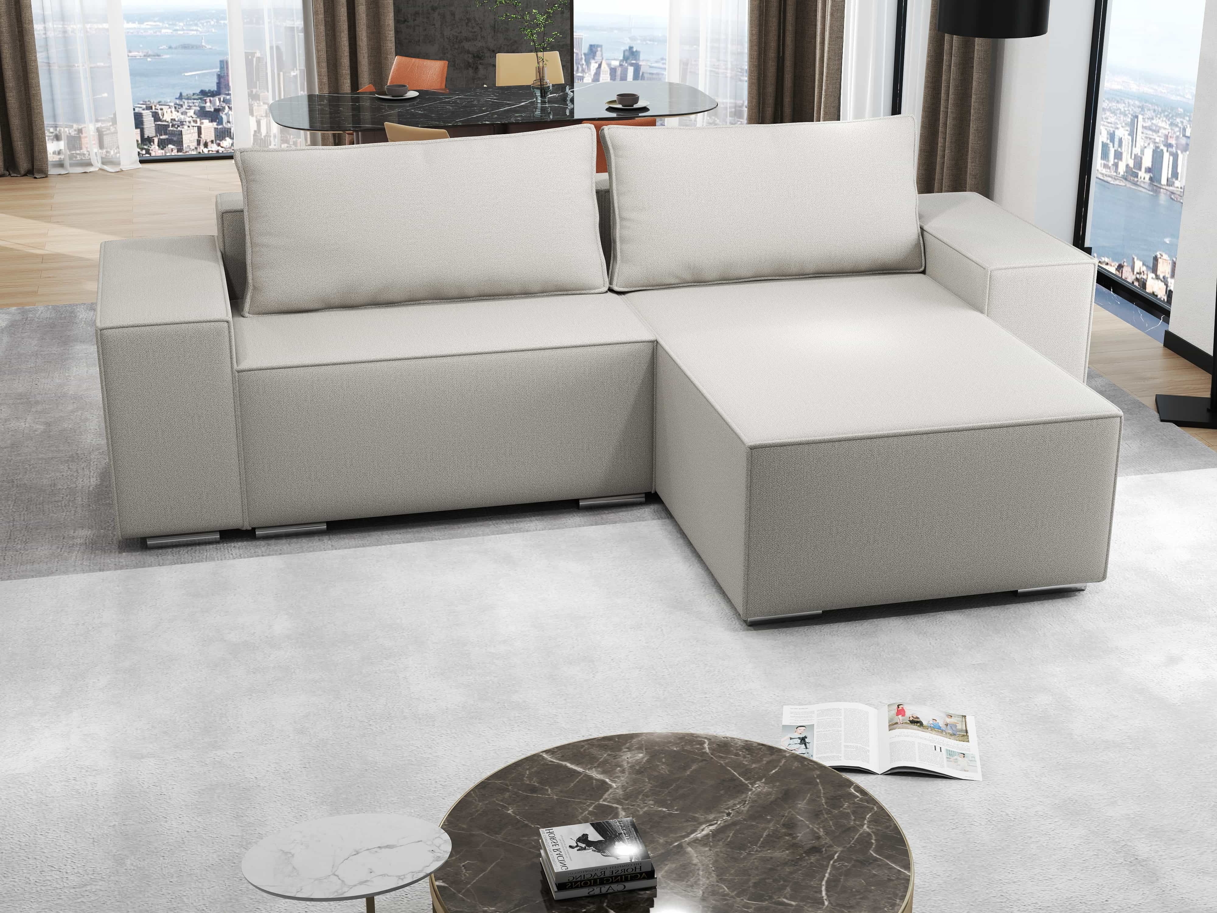 Colțar extensibil dumonde cu ladă de depozitare si sezut confortabil din spuma HR, Dream Enjoy Bej 290x185 cm II Fabrica