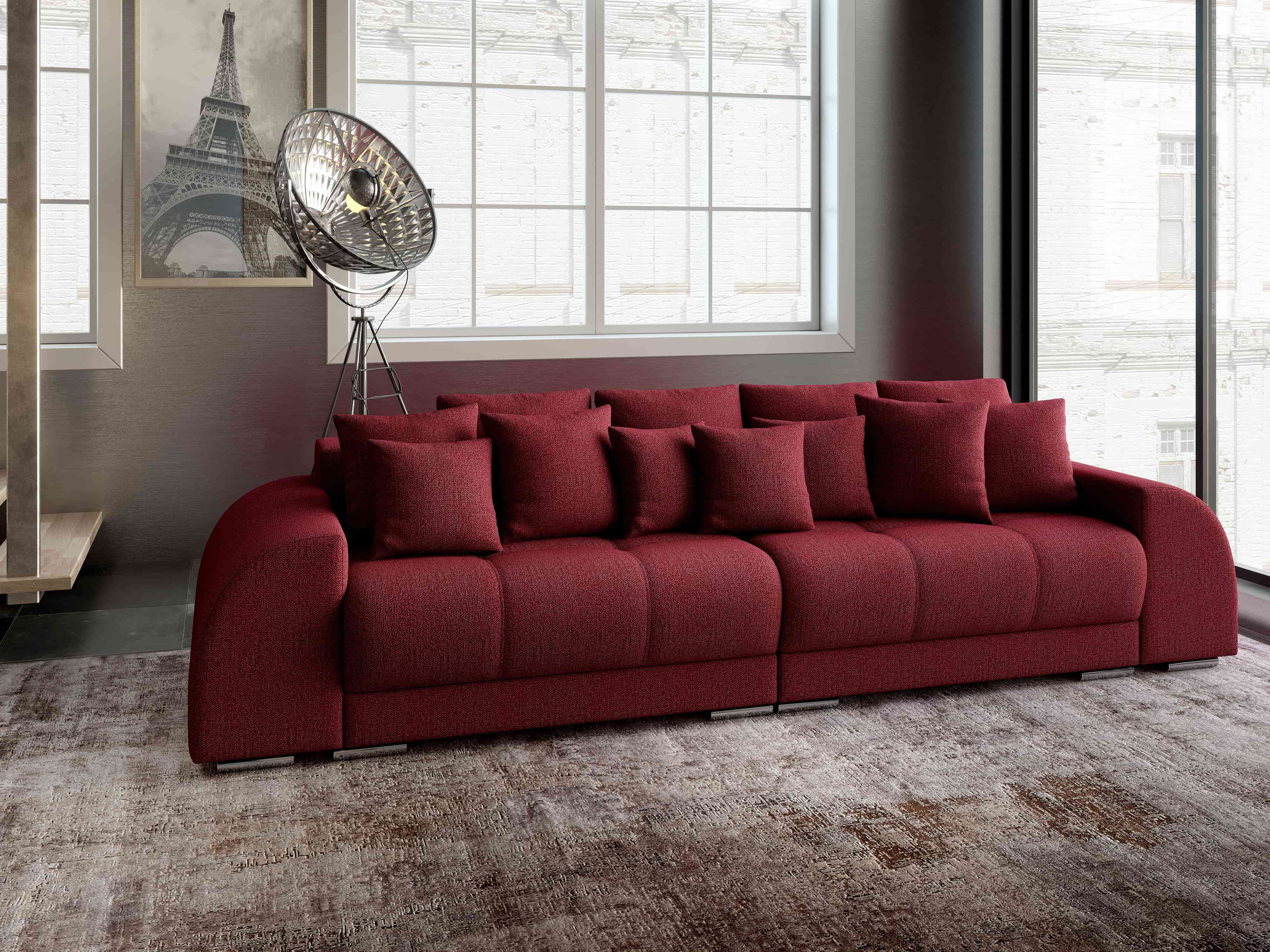 Canapea extensibilă dumonde cu 2 lăzi de depozitare si sezut confortabil din spuma HR, Verona Enjoy Red 310x100 cm Fabrica