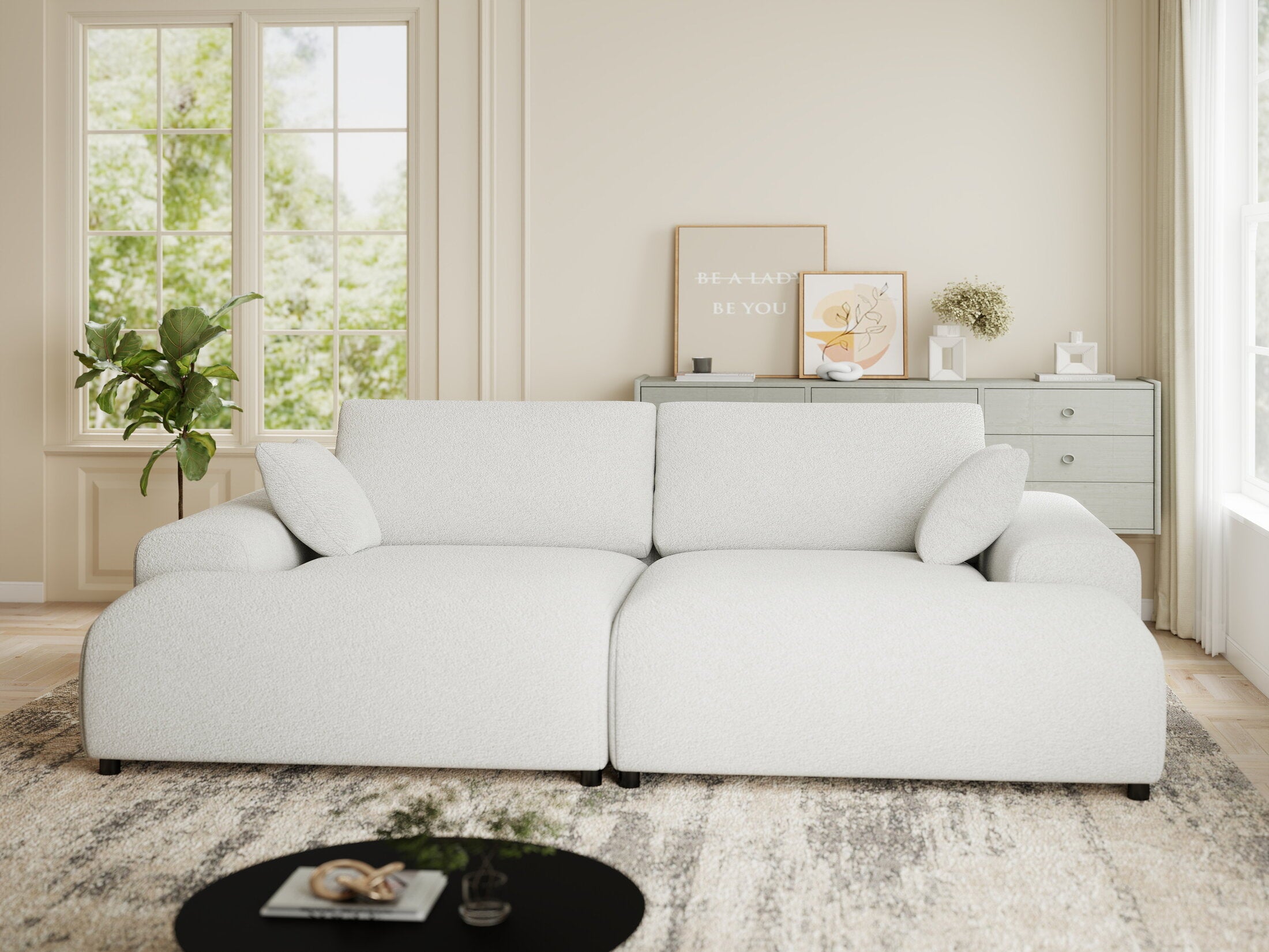 Canapea dumonde cu sezut confortabil din spuma HR, Hudson Euphoria Alb 237x144 cm