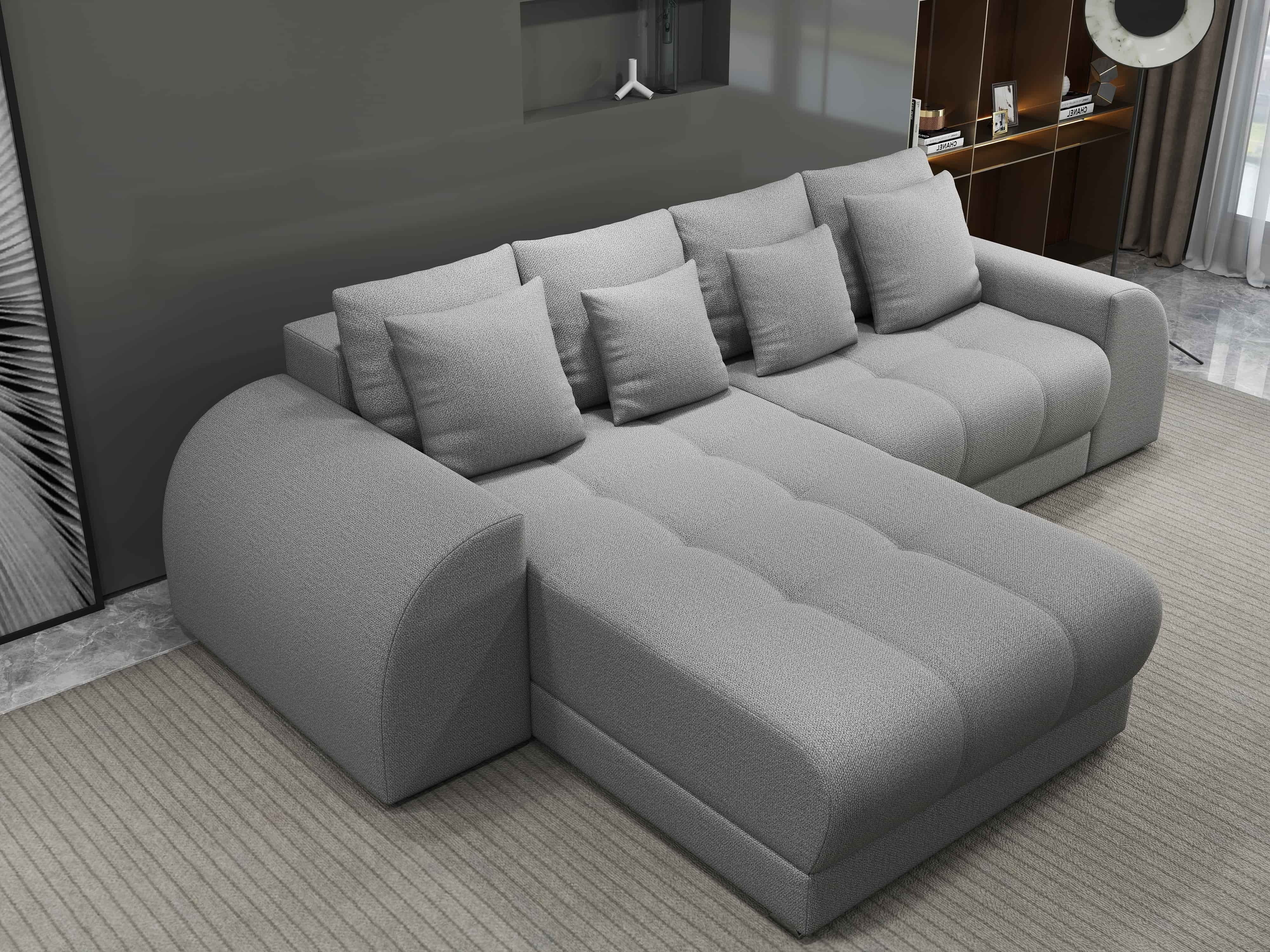 Colțar extensibil dumonde cu ladă de depozitare si sezut confortabil din spuma HR, Verona Enjoy Gri 290x185 cm Fabrica