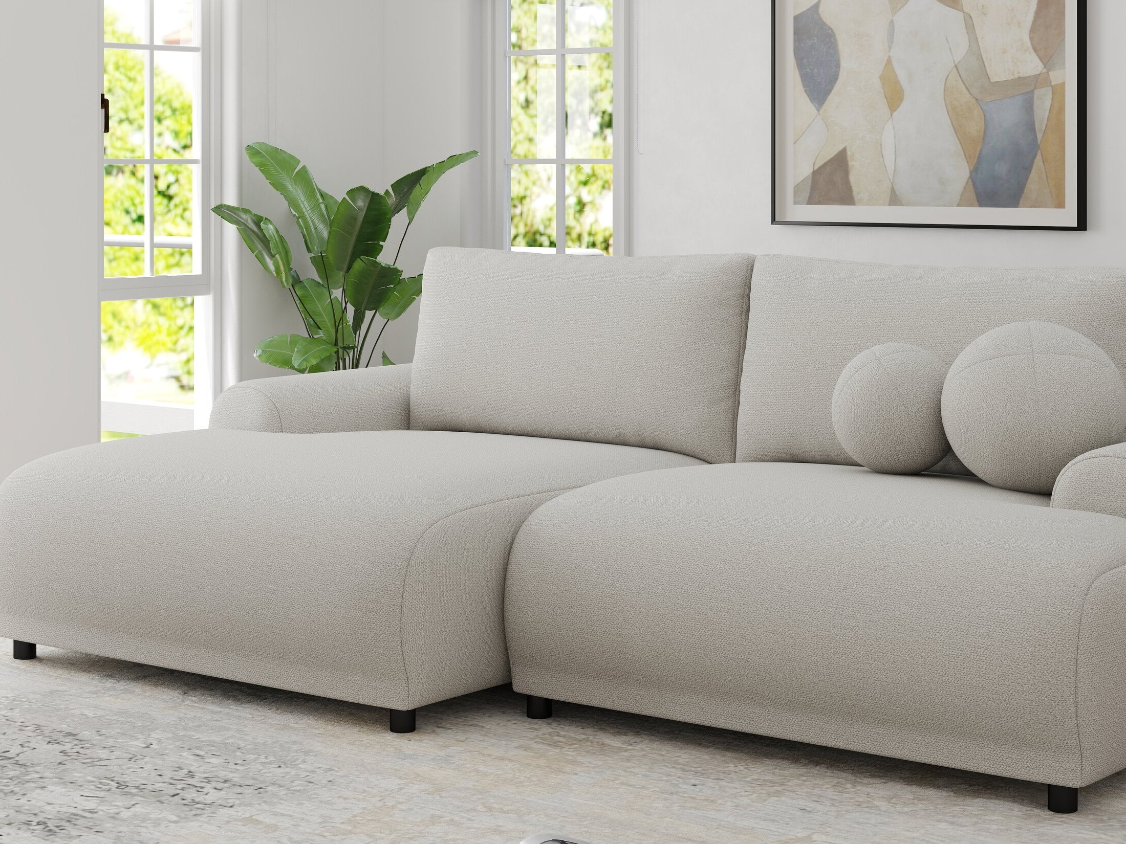 Colțar extensibil dumonde cu ladă de depozitare și șezut confortabil din spumă HR, Carlo Enjoy Bej 240x145 cm