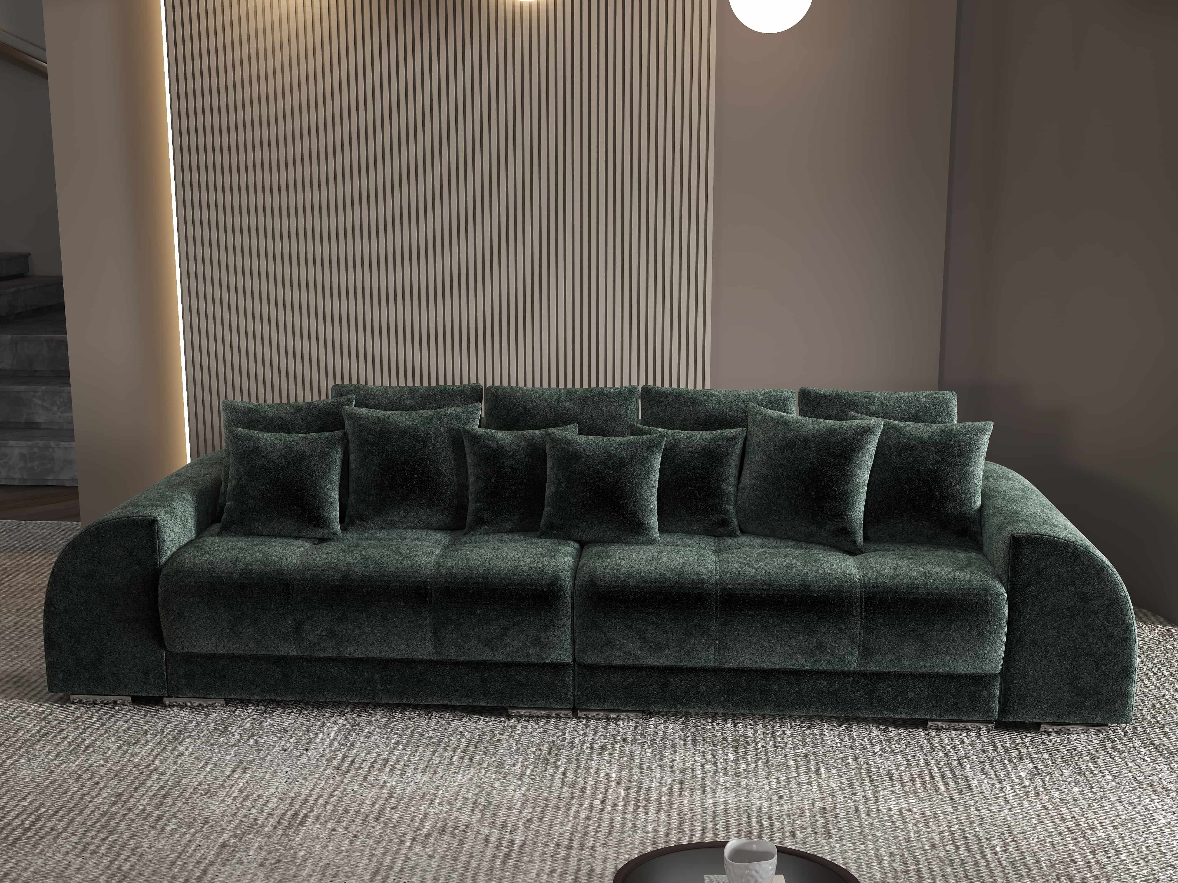 Canapea extensibilă dumonde cu 2 lăzi de depozitare si sezut confortabil din spuma HR, Verona Euphoria Green 310x100 cm Fabrica