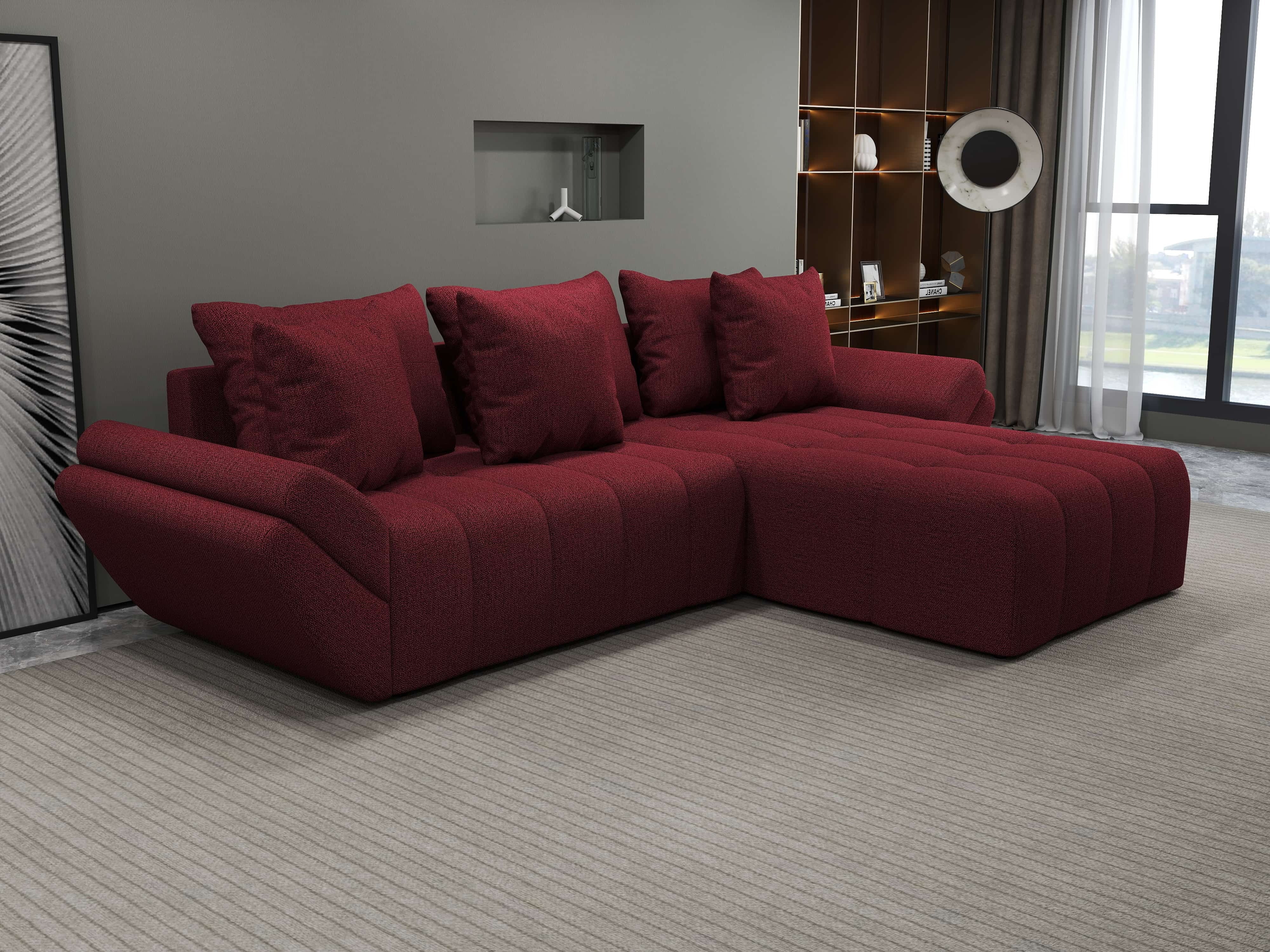 Colțar extensibil dumonde cu ladă de depozitare si sezut confortabil din spuma HR, Berlin Enjoy Rosu 280x185 cm II Fabrica