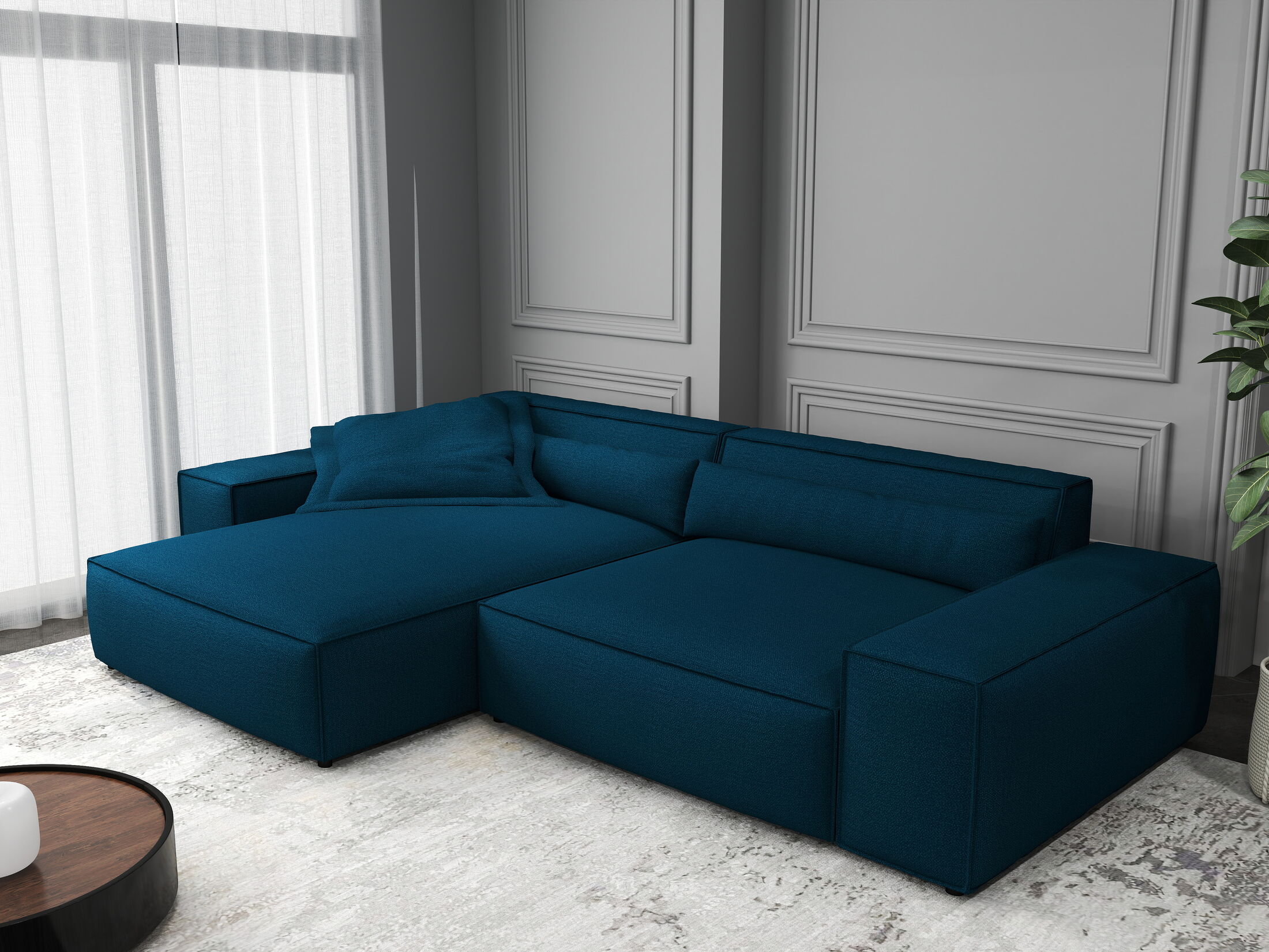 Colțar dumonde cu șezut confortabil din spumă HR, Marvelo Enjoy Verde Petrol 264x175 cm