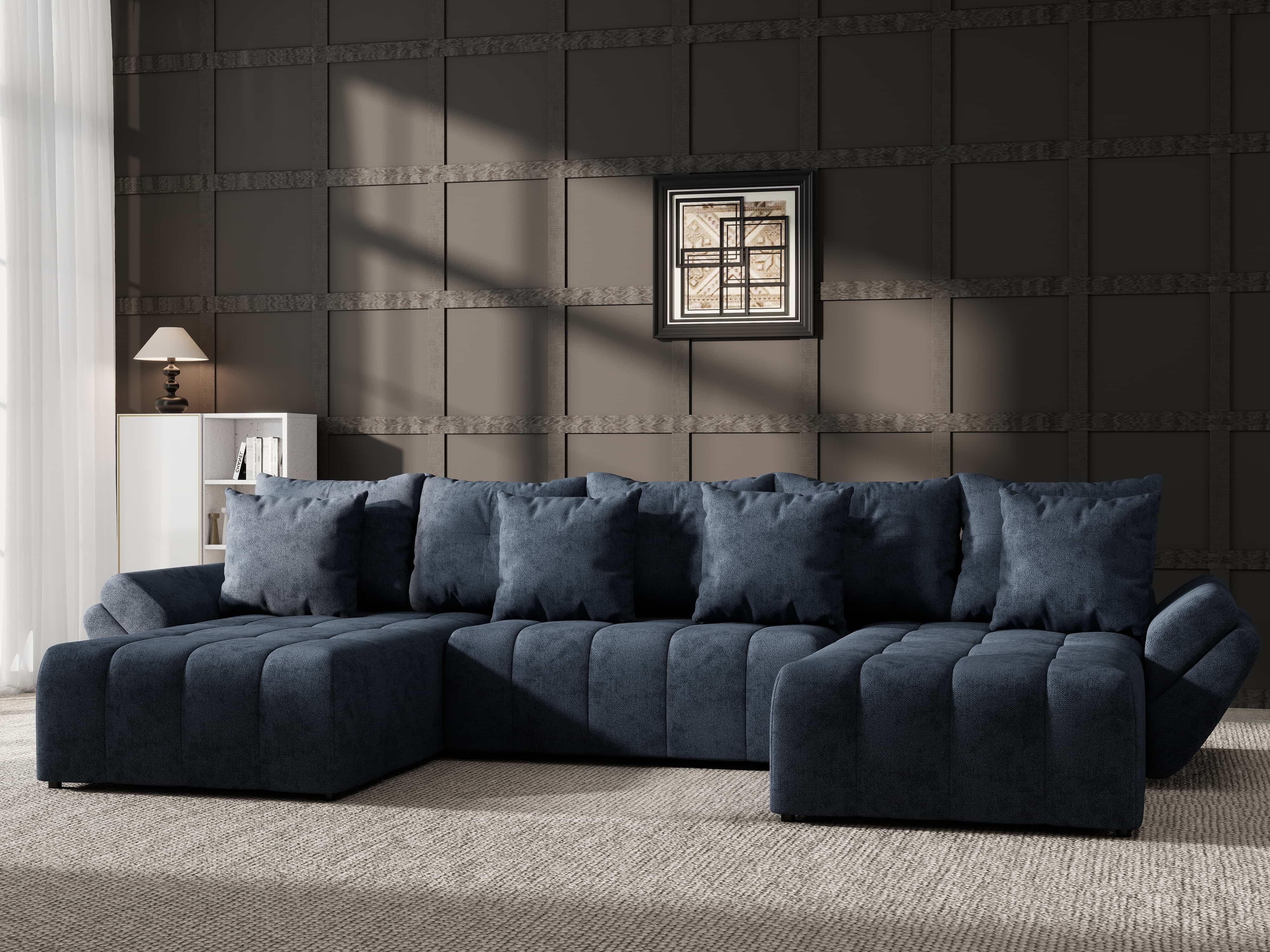 Colțar extensibil dumonde cu ladă de depozitare si sezut confortabil din spuma HR, Berlin U Enjoy Antracit 380x180 cm Fabrica