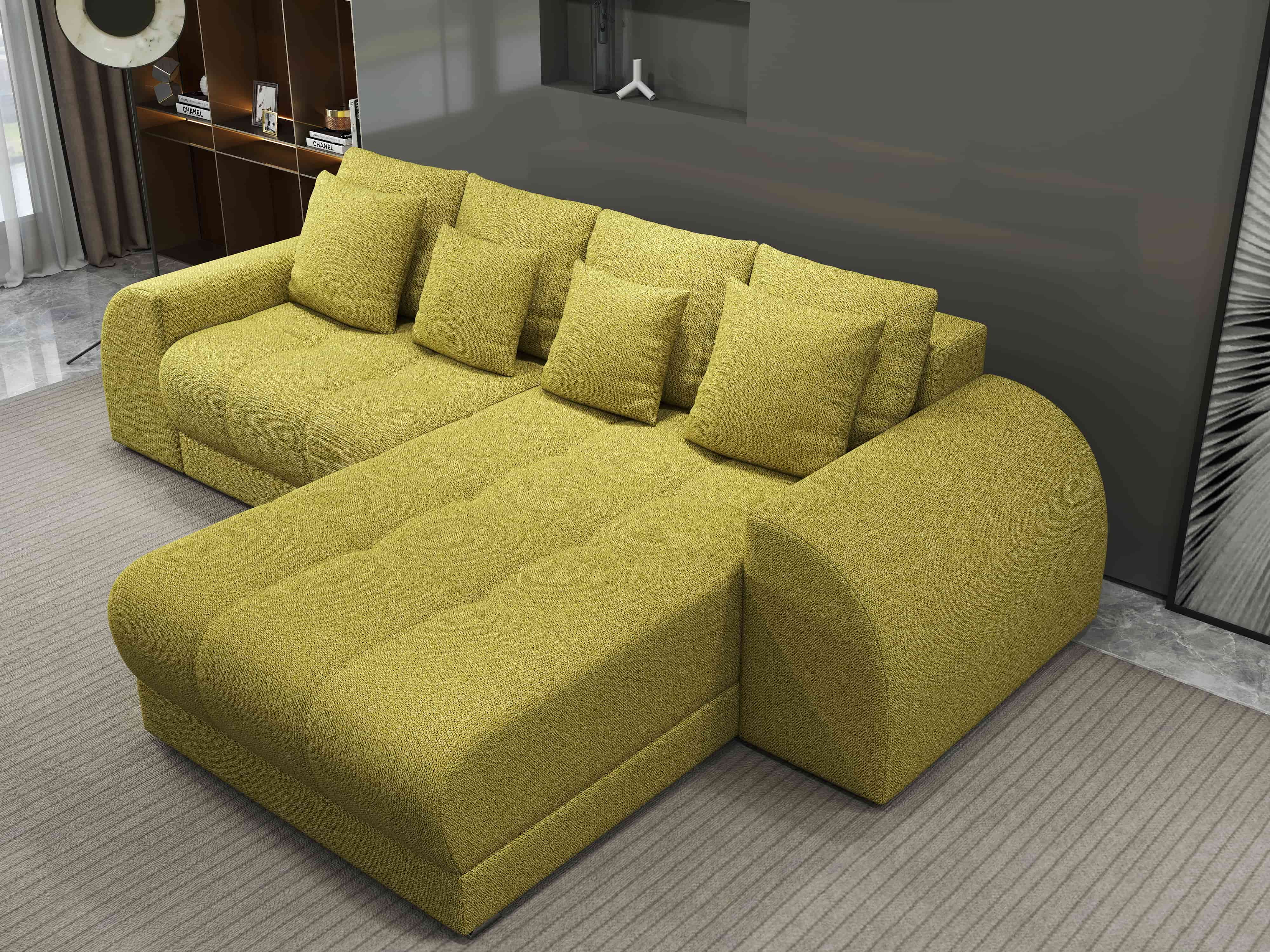 Colțar extensibil dumonde cu ladă de depozitare si sezut confortabil din spuma HR, Verona Enjoy Verde II 290x185 cm Fabrica