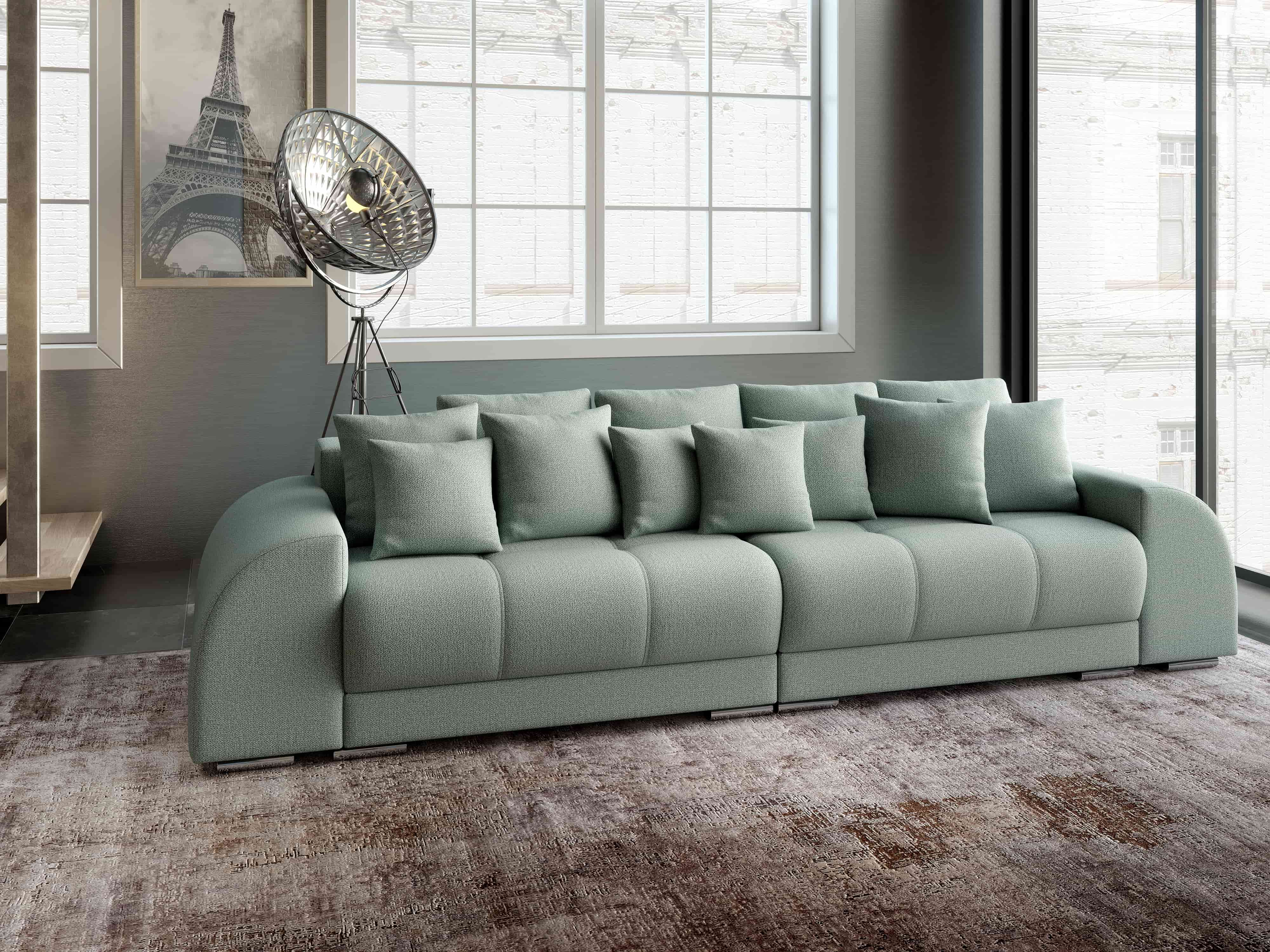 Canapea extensibilă dumonde cu 2 lăzi de depozitare si sezut confortabil din spuma HR, Verona Enjoy Mint 310x100 cm Fabrica