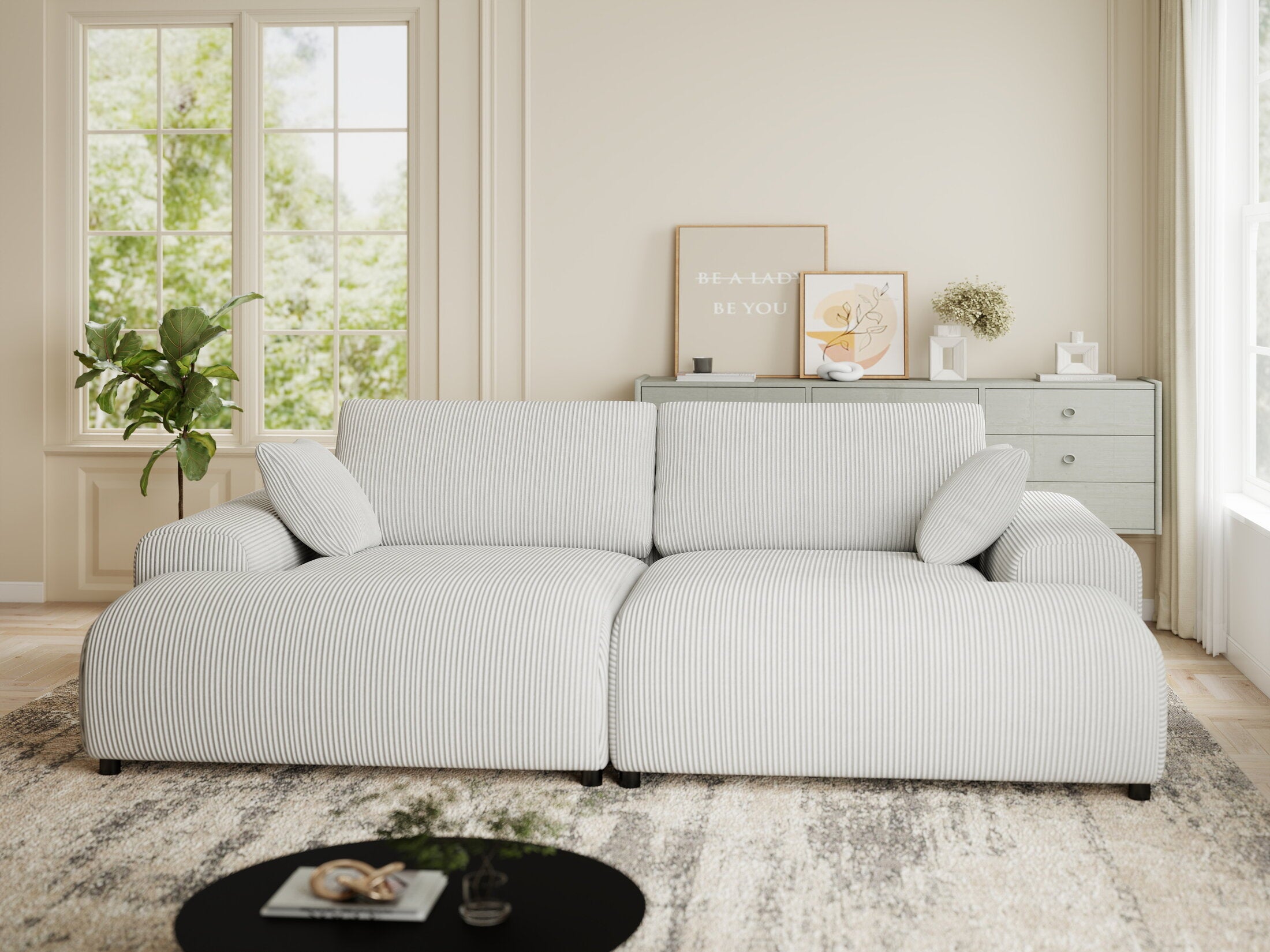 Canapea dumonde cu sezut confortabil din spuma HR, Hudson Zoom Gri 237x144 cm