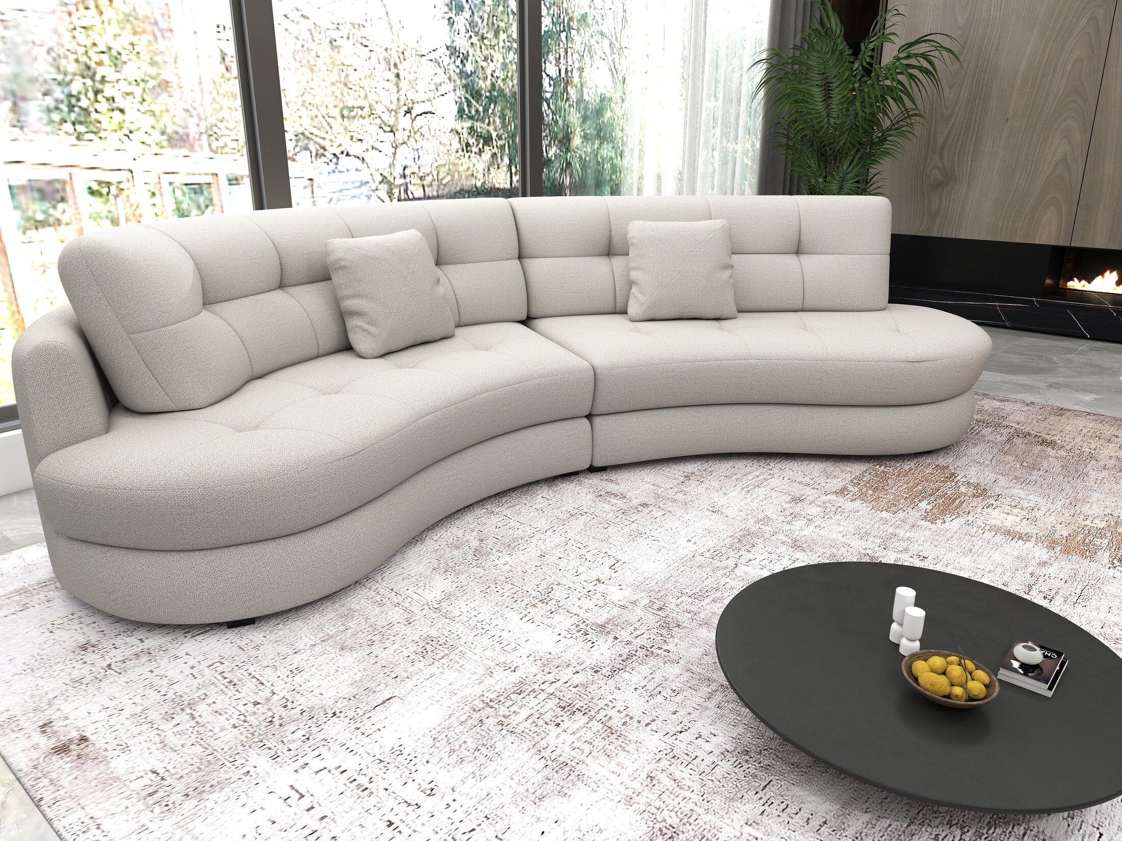 Canapea semirotunda dumonde cu șezut confortabil din spumă HR, Roma Enjoy Bej 300x160 cm