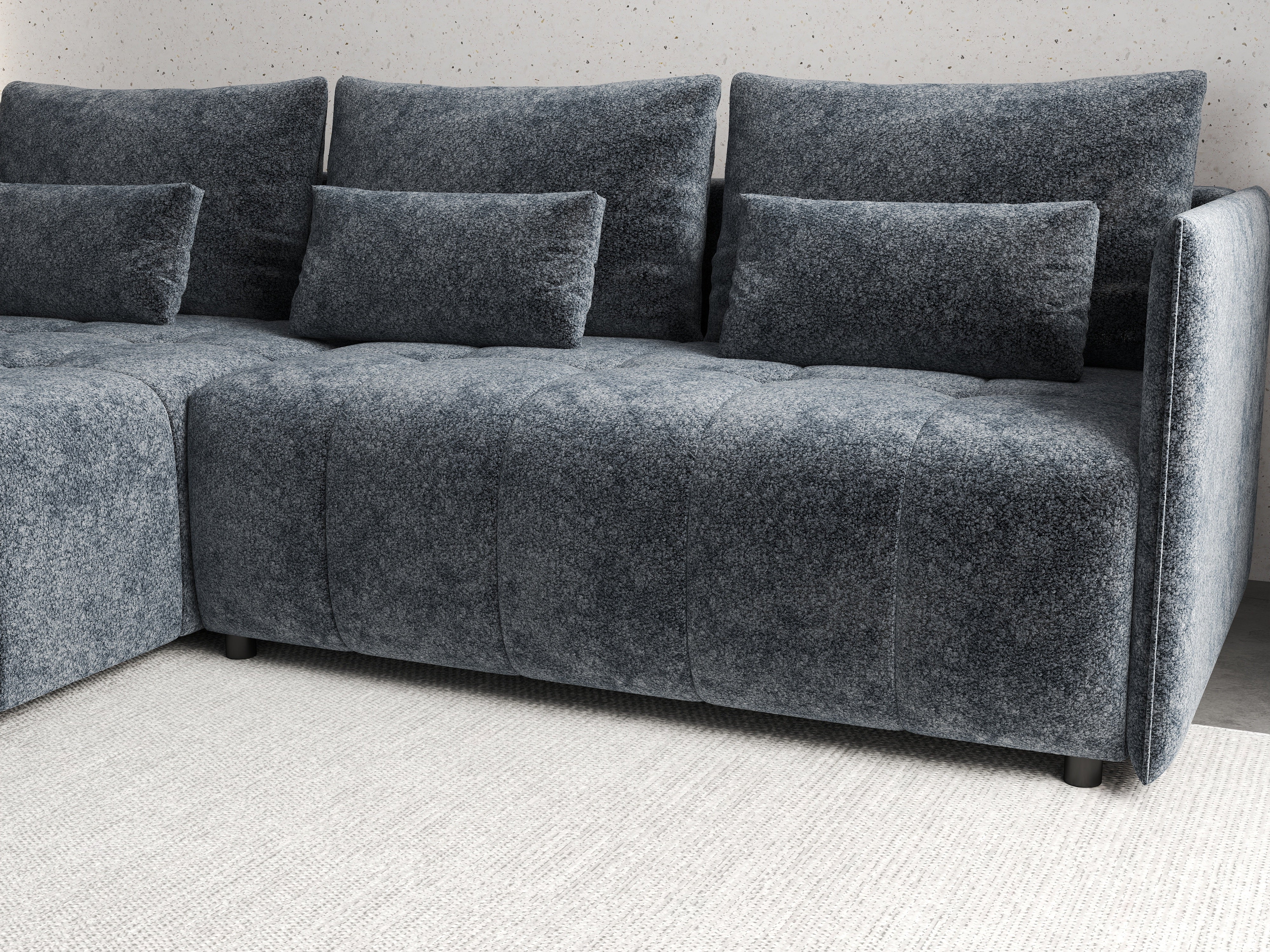 Colțar extensibil dumonde cu ladă de depozitare si sezut confortabil din spuma HR, Malta Euphoria Grafit 235x185 cm Fabrica