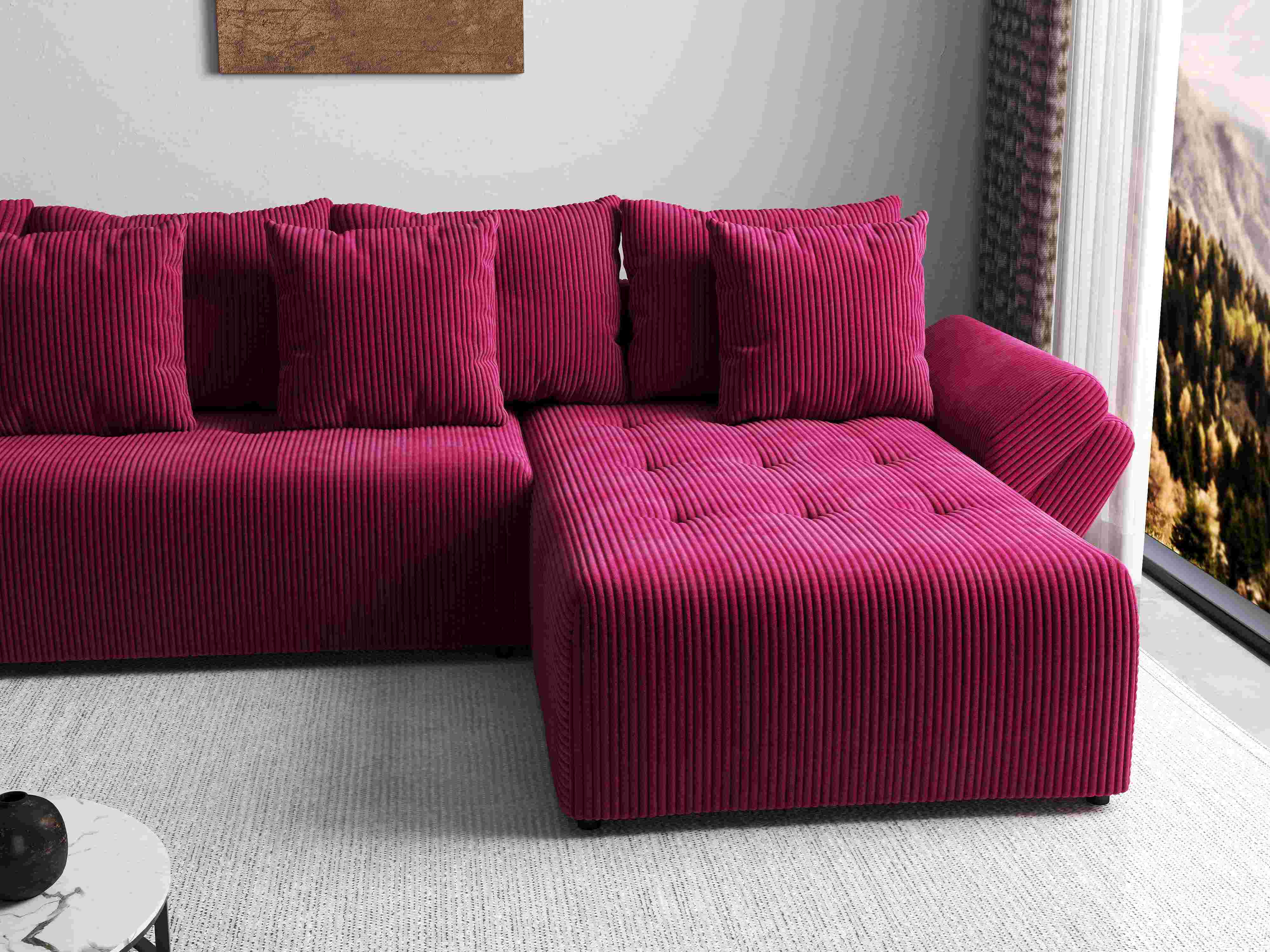 Colțar extensibil dumonde cu ladă de depozitare si sezut confortabil din spuma HR, Berlin XL Zoom Red 350x185 cm II Fabrica