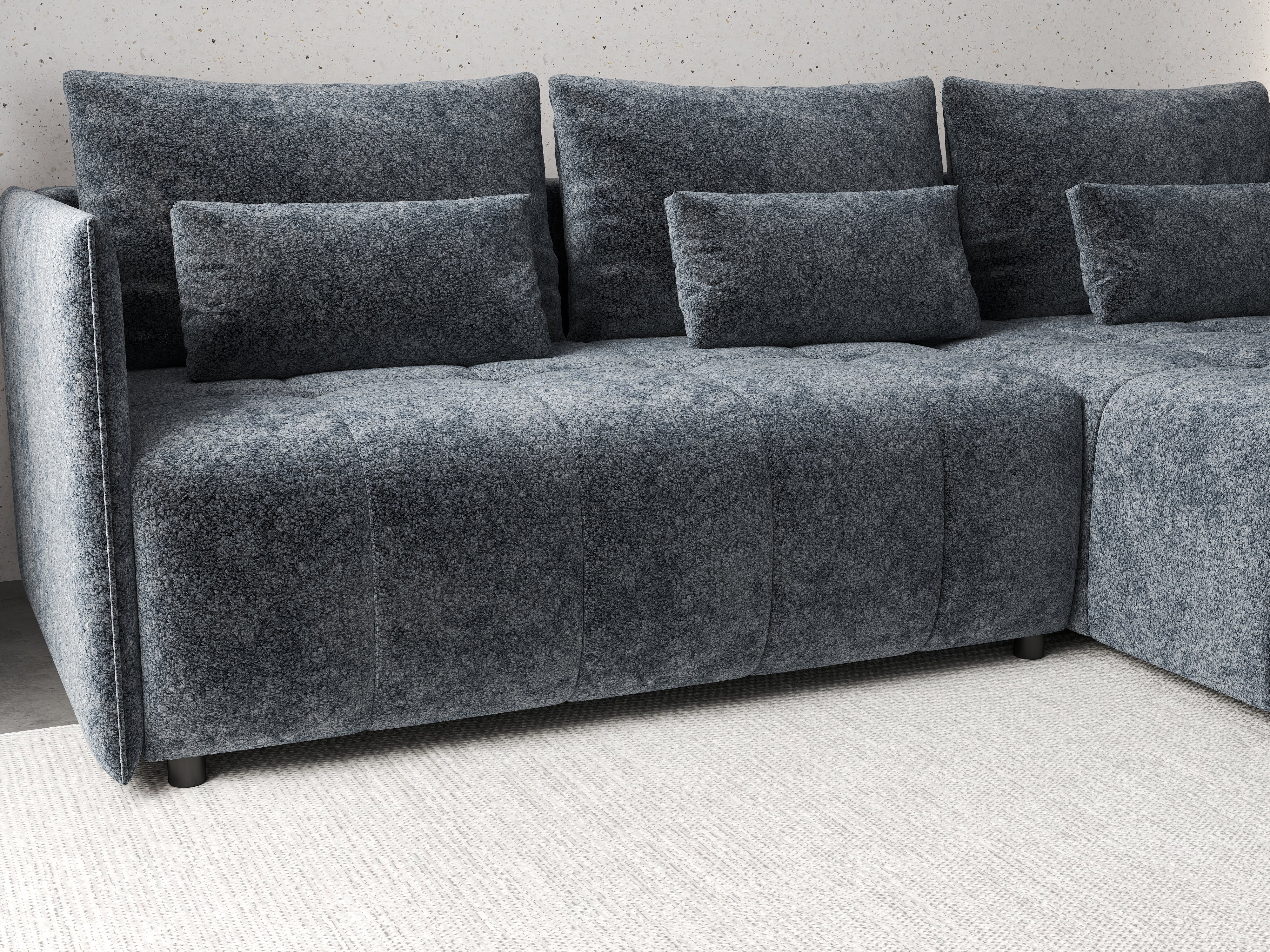 Colțar extensibil dumonde cu ladă de depozitare si sezut confortabil din spuma HR, Malta Euphoria Grafit II 235x185 cm Fabrica