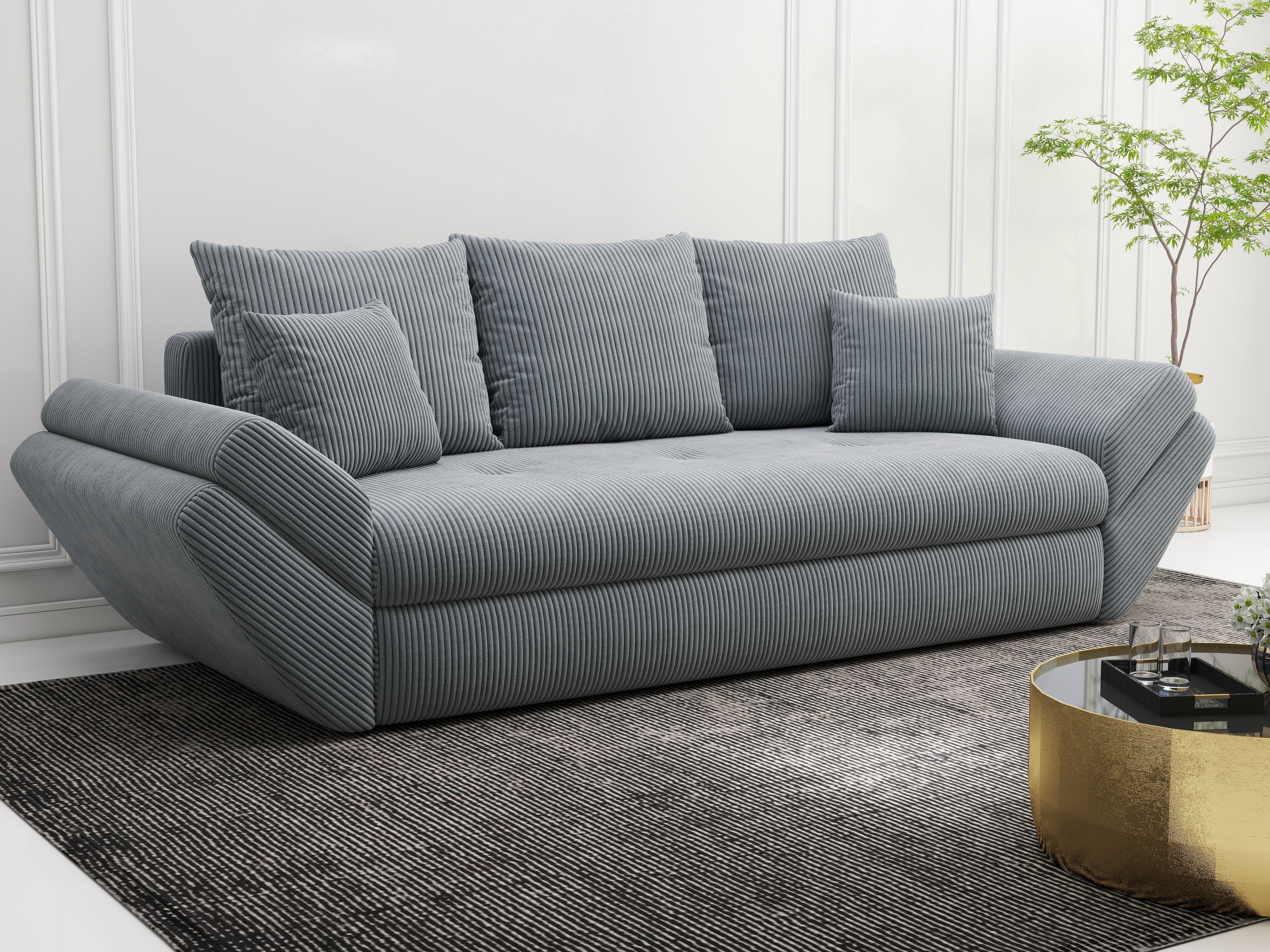 Canapea extensibilă dumonde cu ladă de depozitare si sezut confortabil din spuma HR, Loana Zoom Grey 250x100 cm Fabrica