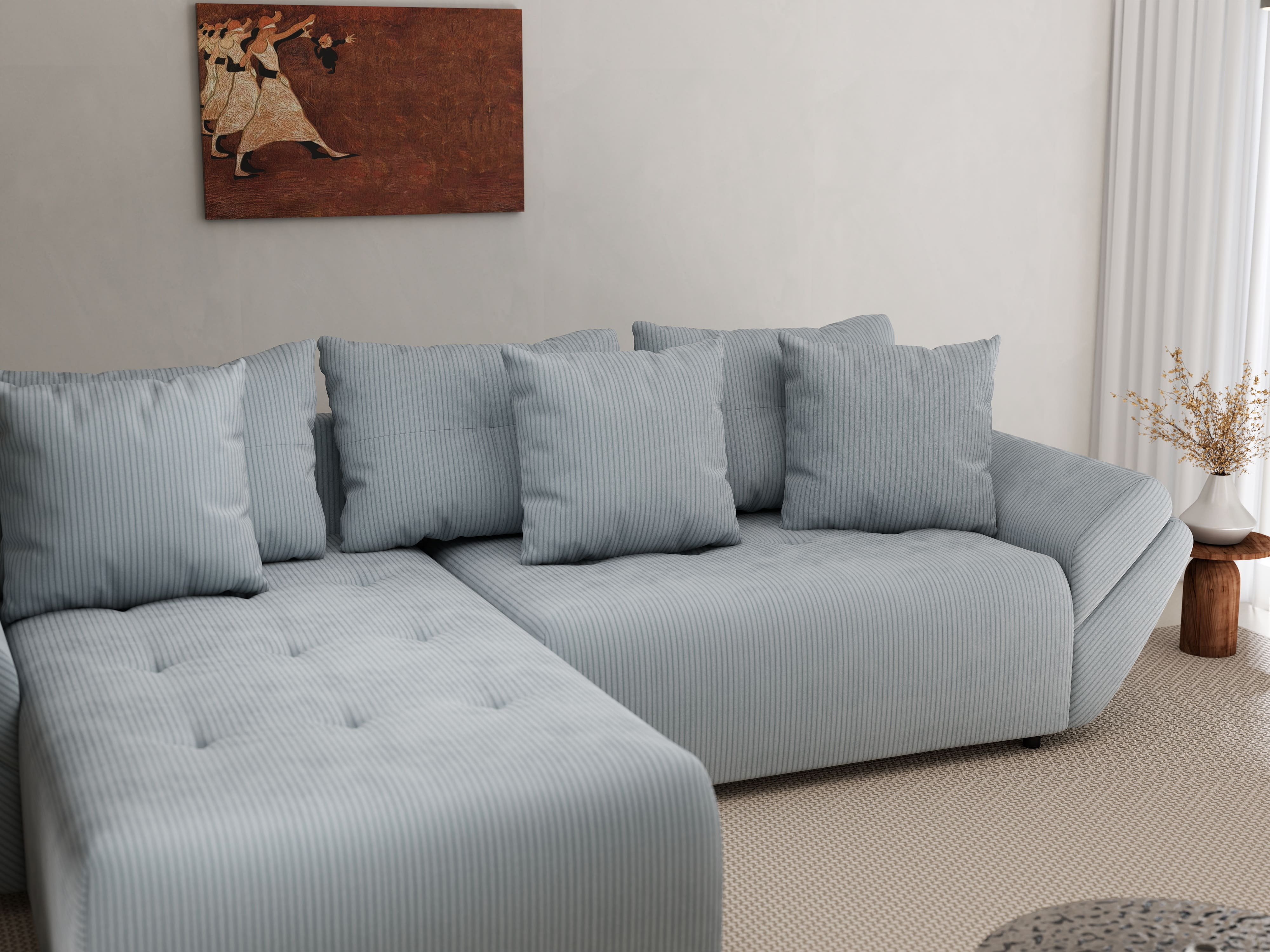 Colțar extensibil dumonde cu ladă de depozitare si sezut confortabil din spuma HR, Berlin Zoom Grey 280x185 cm Fabrica