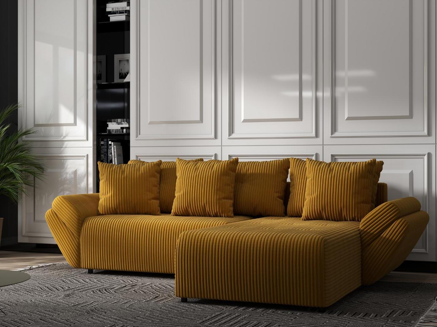 Colțar extensibil dumonde cu ladă de depozitare si sezut confortabil din spuma HR, Berlin Ambience Mustar 280x185 cm II Fabrica