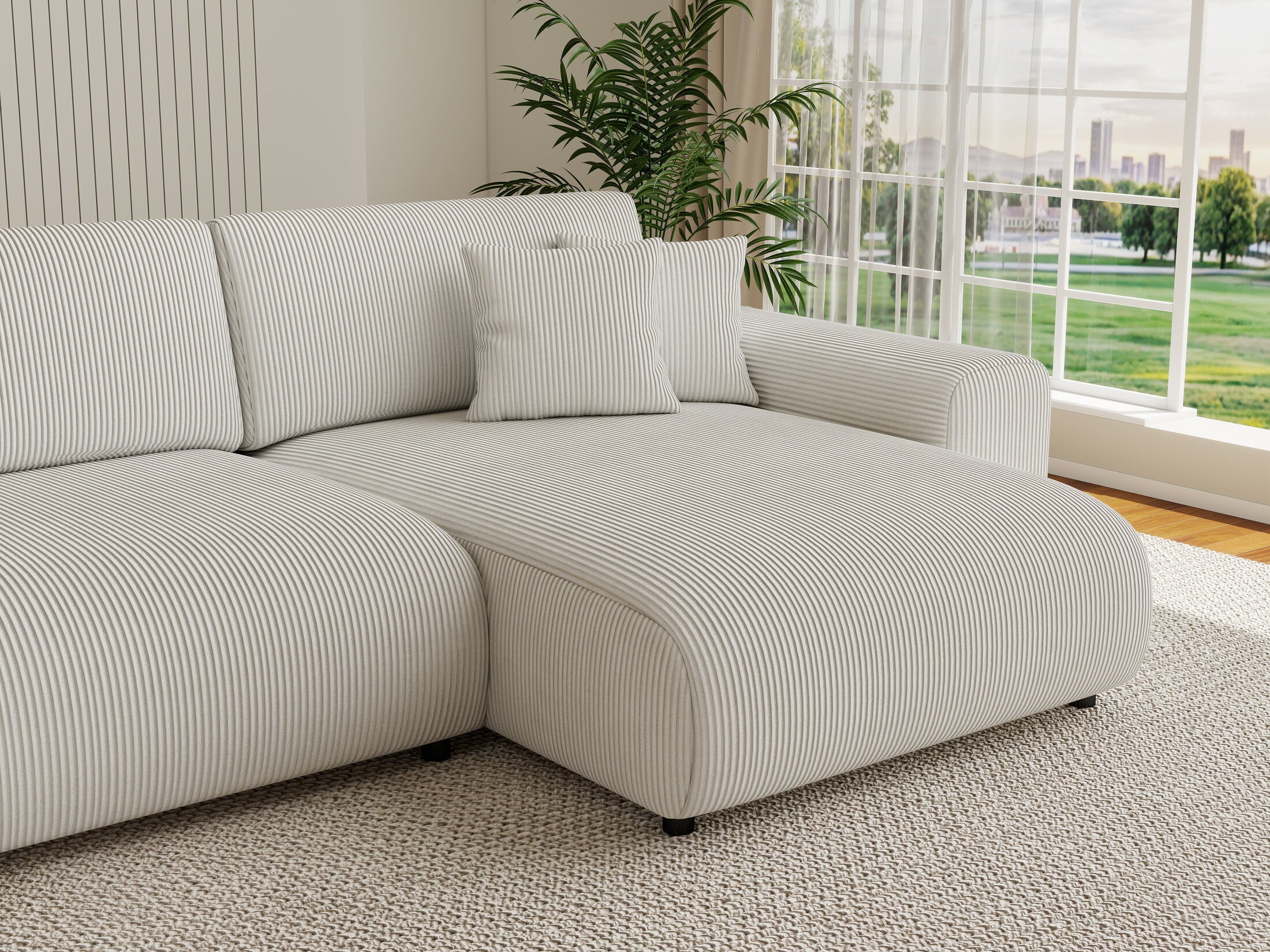 Colțar extensibil dumonde cu ladă de depozitare si sezut confortabil din spuma HR, Sarina U Zoom Gri 350x168 cm