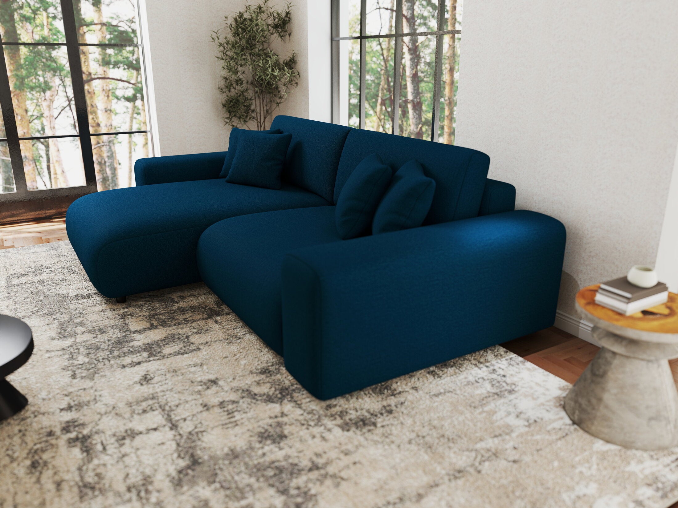 Colțar extensibil dumonde cu ladă de depozitare si sezut confortabil din spuma HR, Sarina Enjoy Verde Petrol 255x168 cm