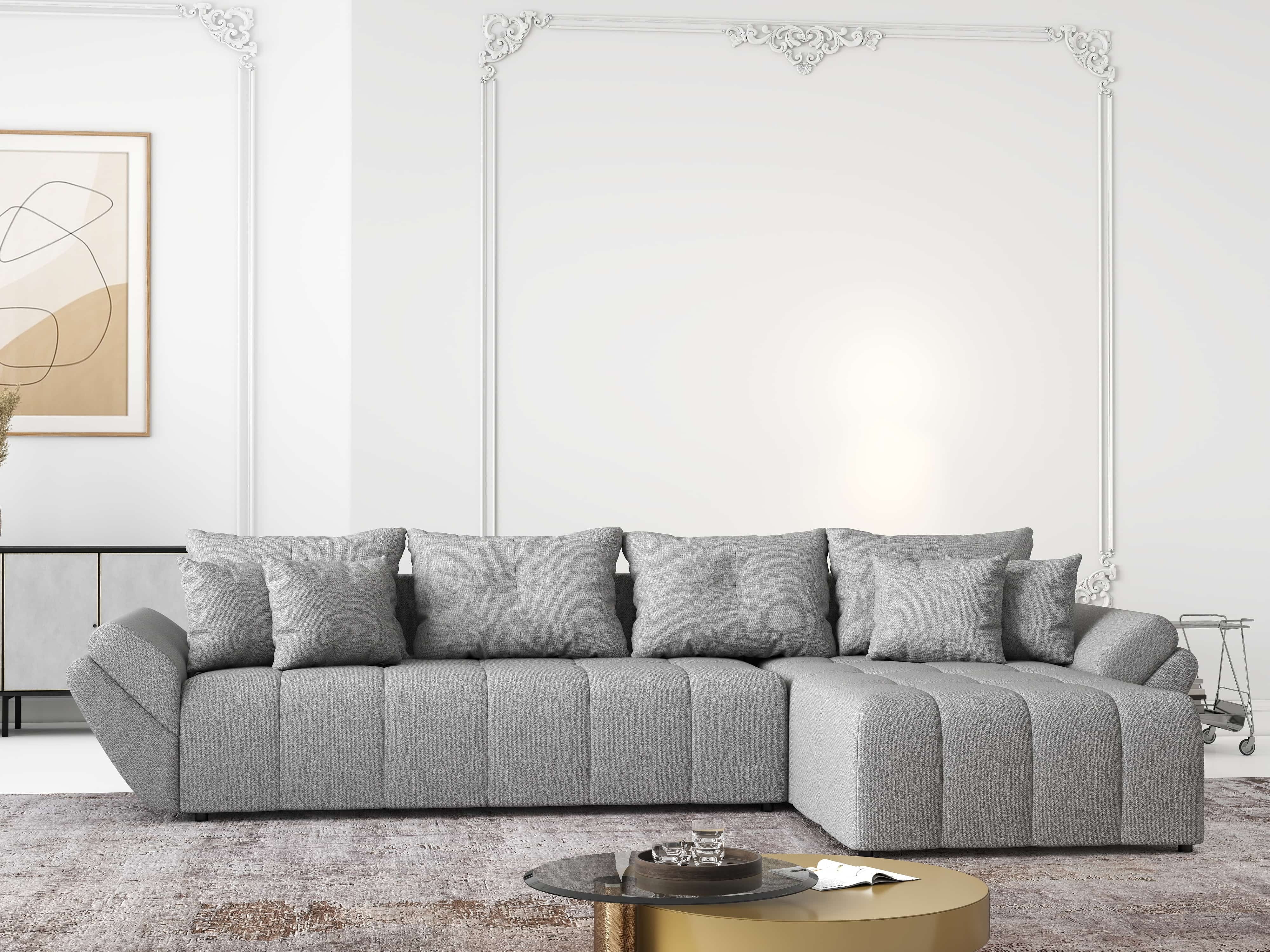 Colțar extensibil dumonde cu ladă de depozitare si sezut confortabil din spuma HR, Berlin XL Enjoy Grey 350x185 cm II Fabrica