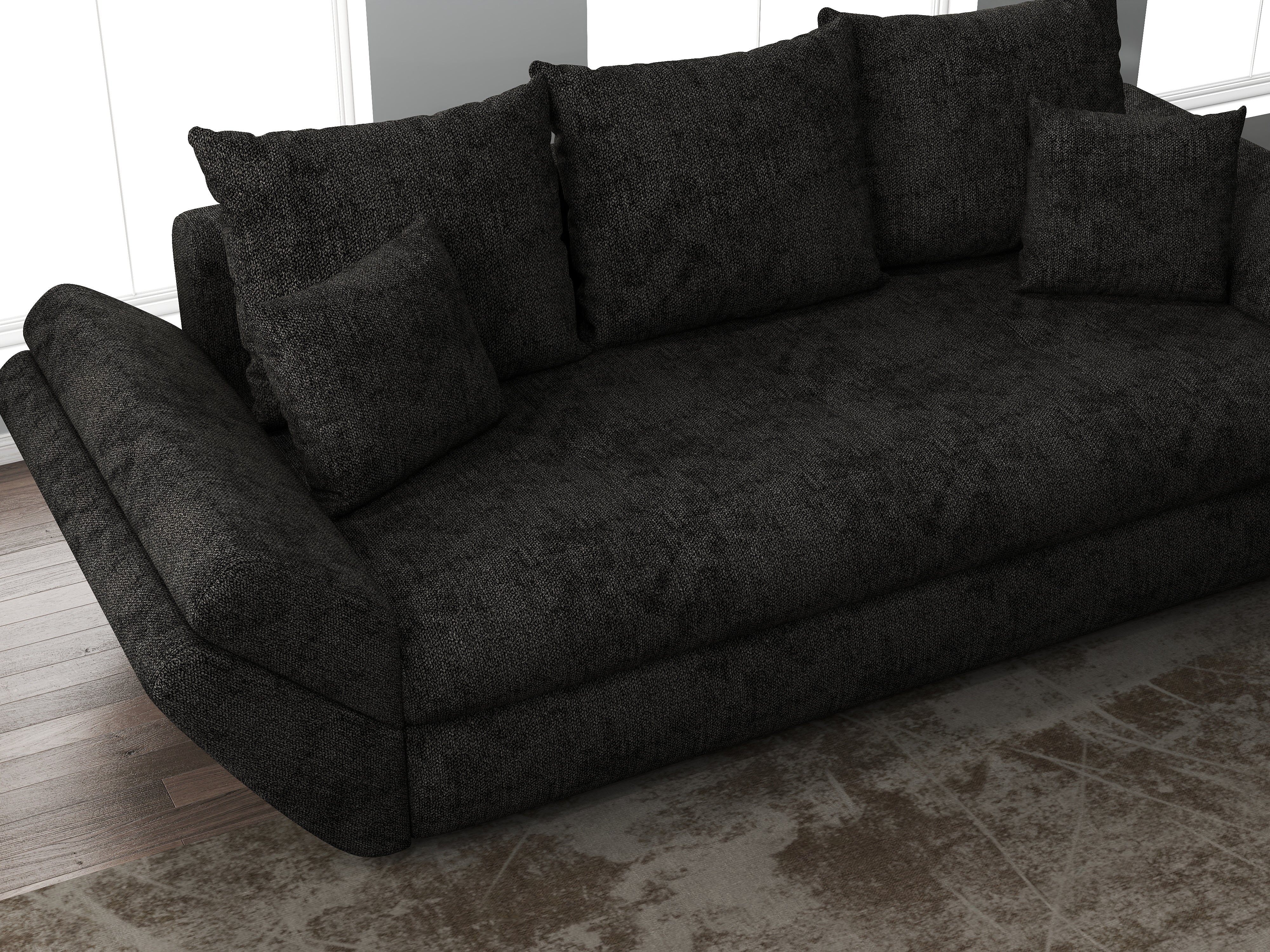 Canapea extensibilă dumonde cu ladă de depozitare si sezut confortabil din spuma HR, Loana Enjoy Black 250x100 cm Fabrica