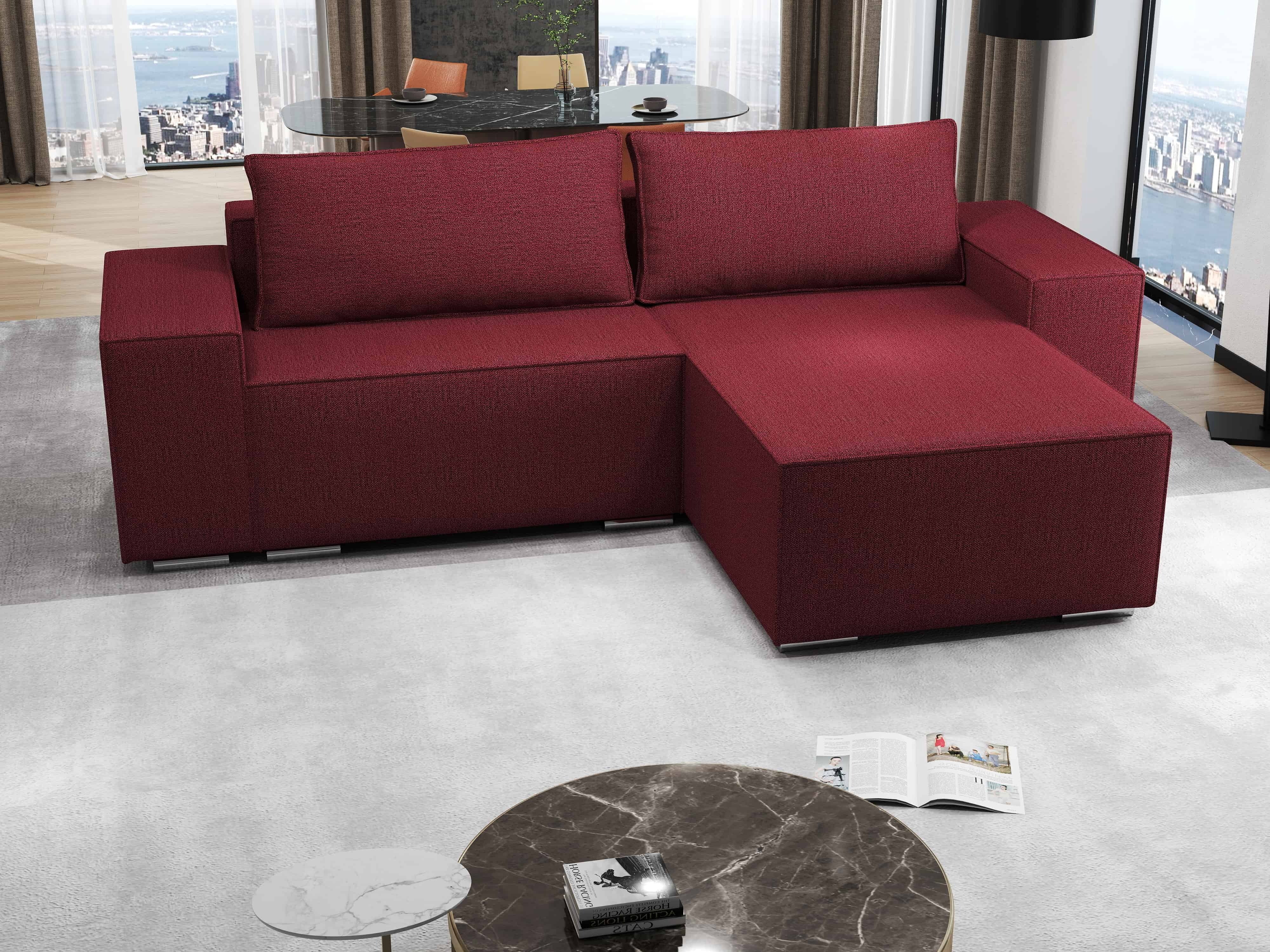 Colțar extensibil dumonde cu ladă de depozitare si sezut confortabil din spuma HR, Dream Enjoy Rosu 290x185 cm II Fabrica