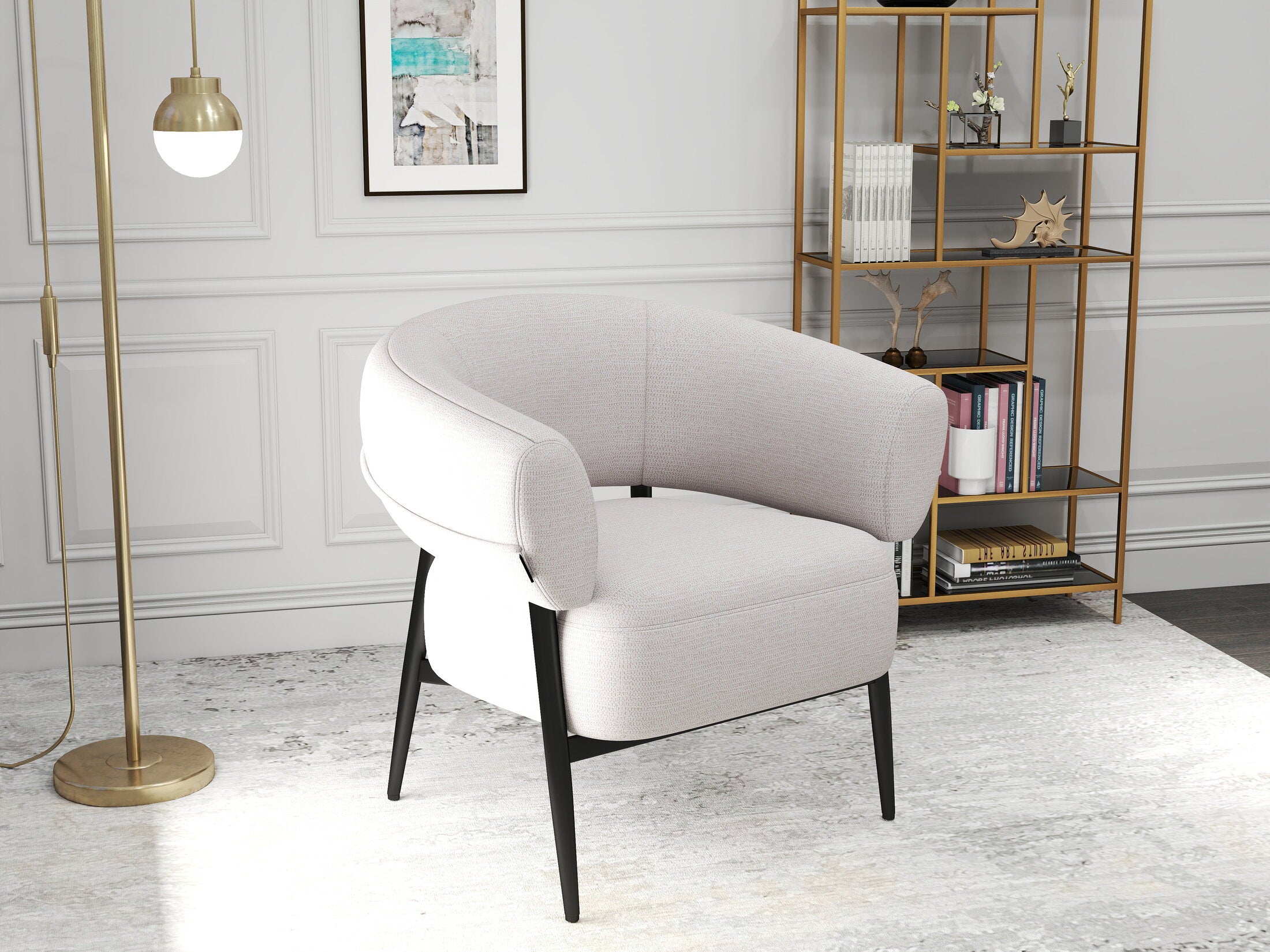 Fotoliu dumonde tapitat Alb modern Elysia 71x81cm